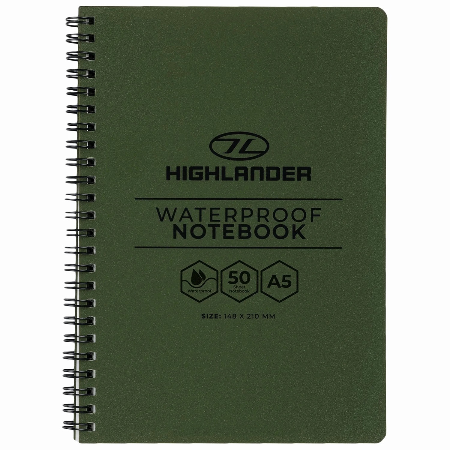 Highlander - Forces A5 148 x 210 mm Wasserfestes Notizbuch - Olive