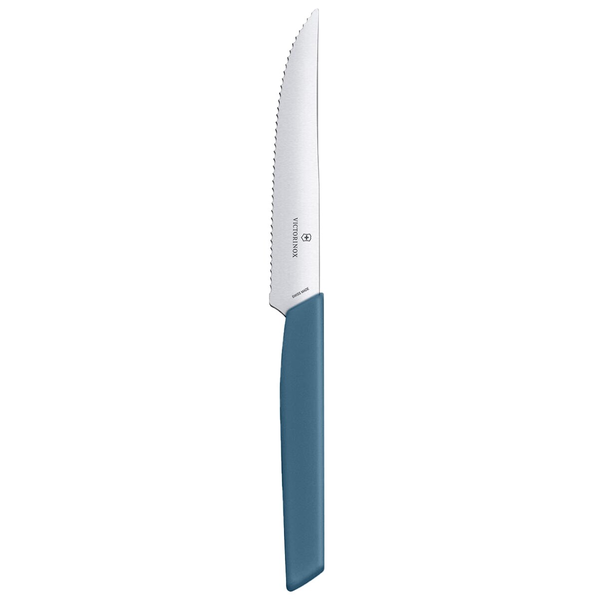 Victorinox - Swiss Modern Cornflower Blue Küchenmesser 12 cm - gezahnt mit scharfer Spitze
