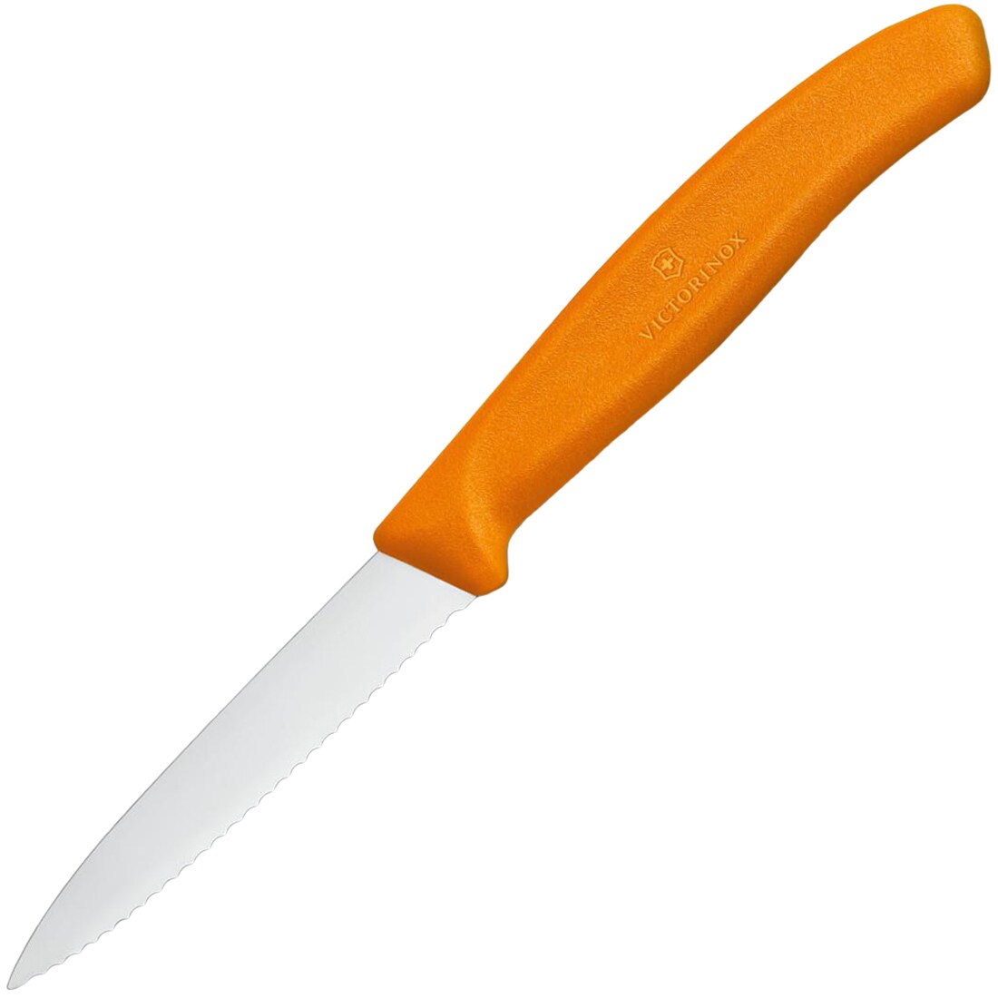 Victorinox - Swiss Classic Küchenmesser mit Zahnung für Gemüse und Obst - Orange