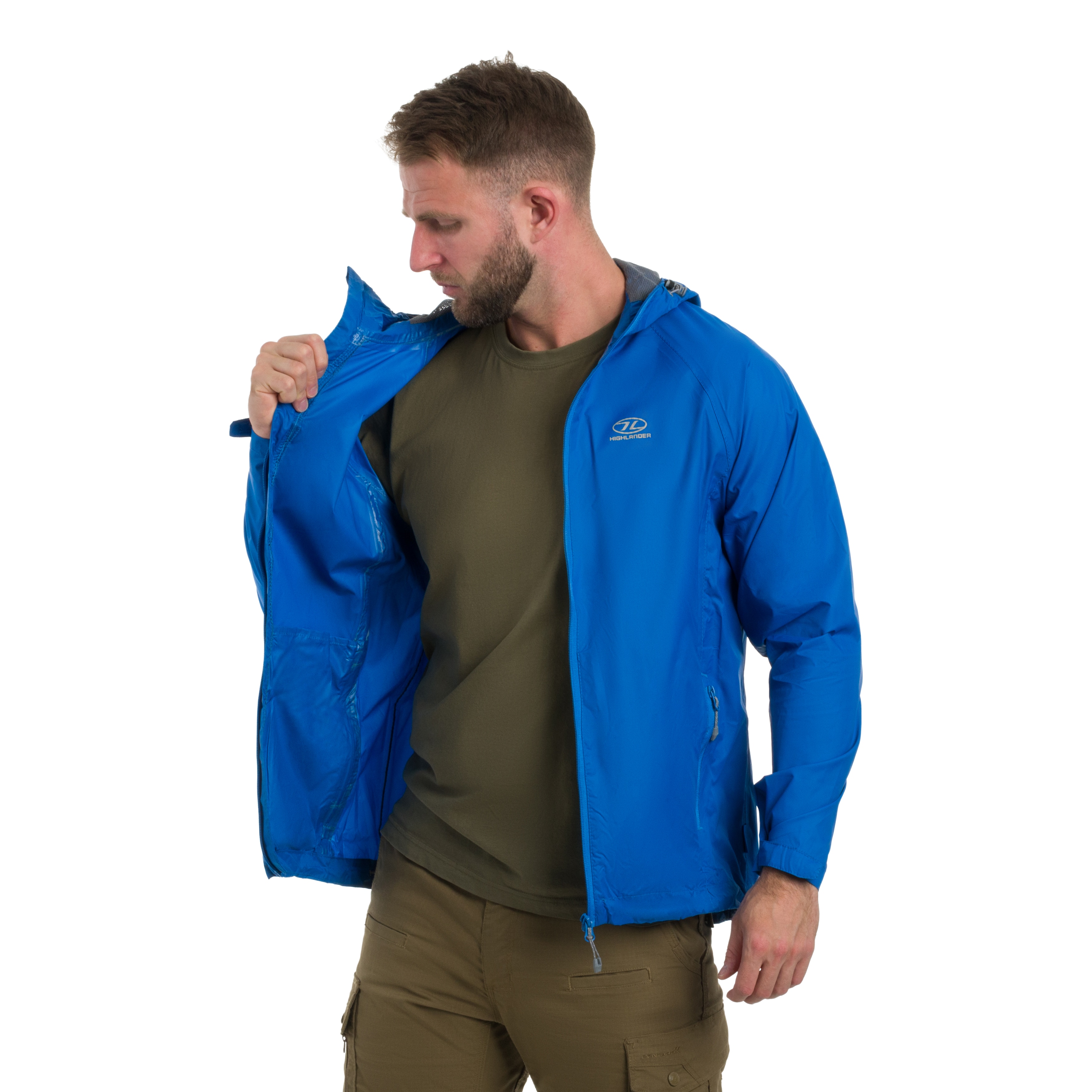 Highlander - Outdoor Stow & Go Pack Away Jacke V1 - Blue