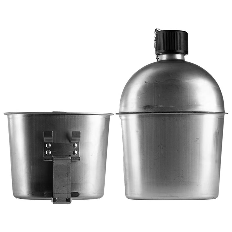Mil-Tec - US-Feldflasche mit Becher M-1910 aus Edelstahl – 850 ml