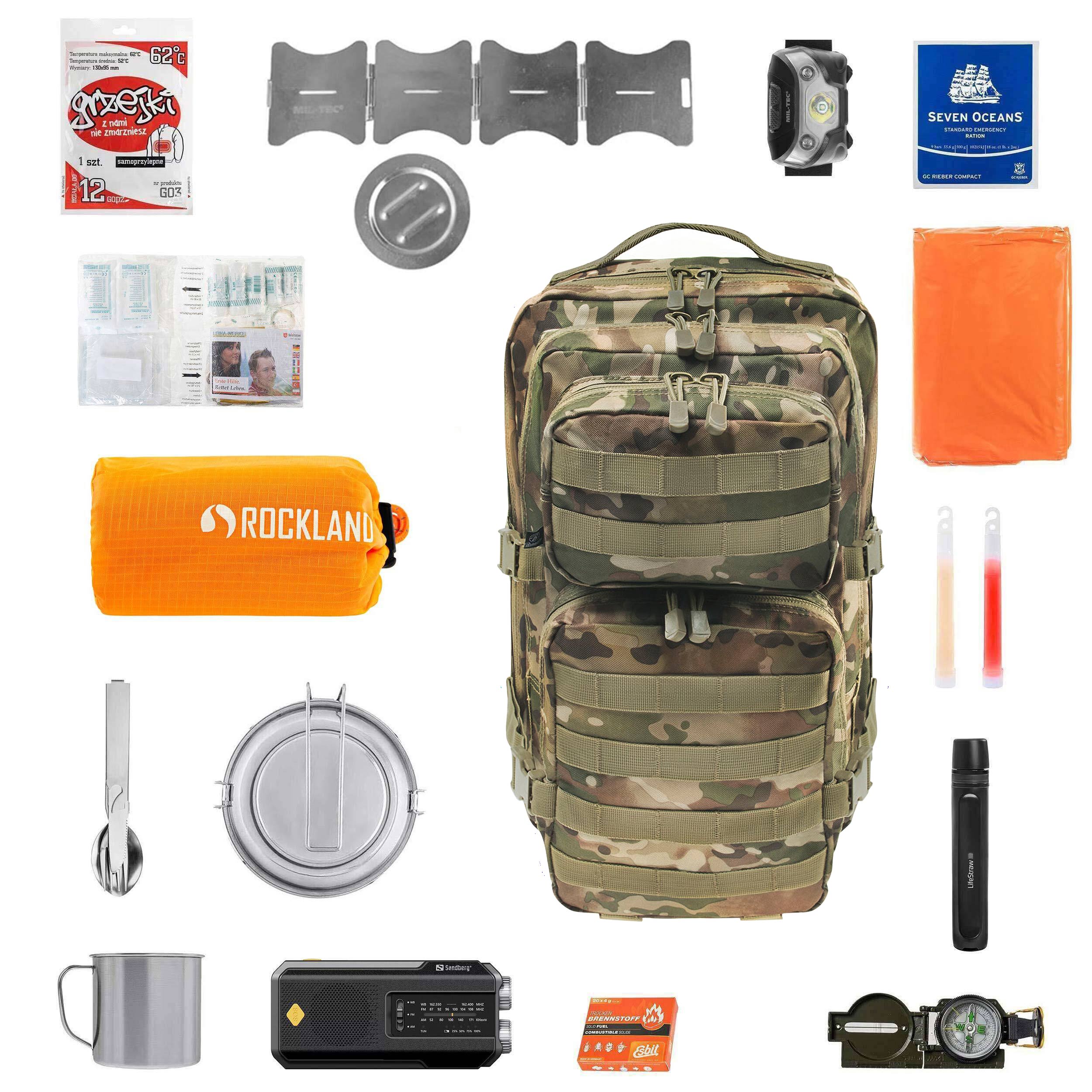 Brandit - US Cooper Notfallrucksack 40 l Blizzard Camo Large V2 - mit Ausrüstung