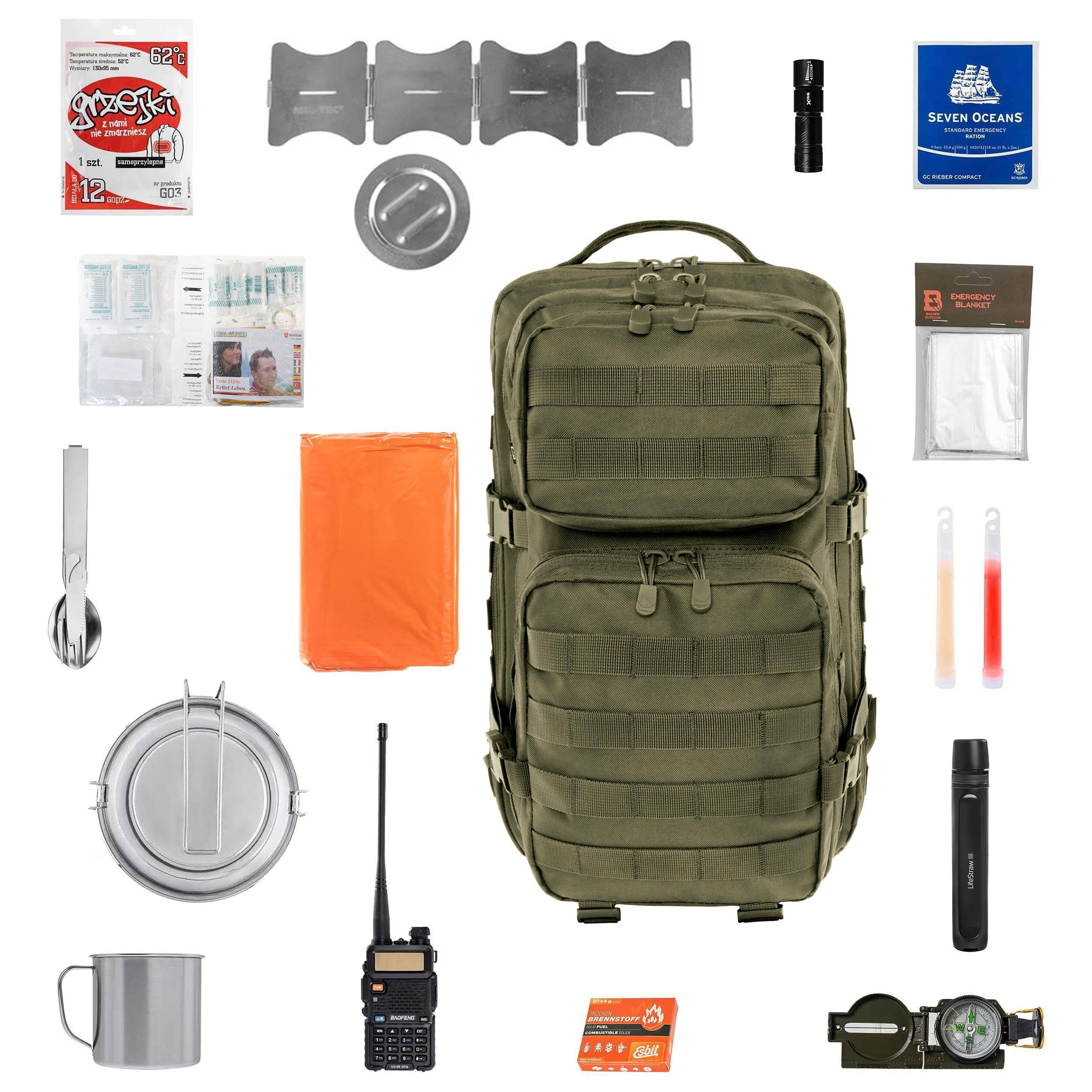 Brandit - US Cooper Notfallrucksack 40 l Olive Large - mit Ausrüstung