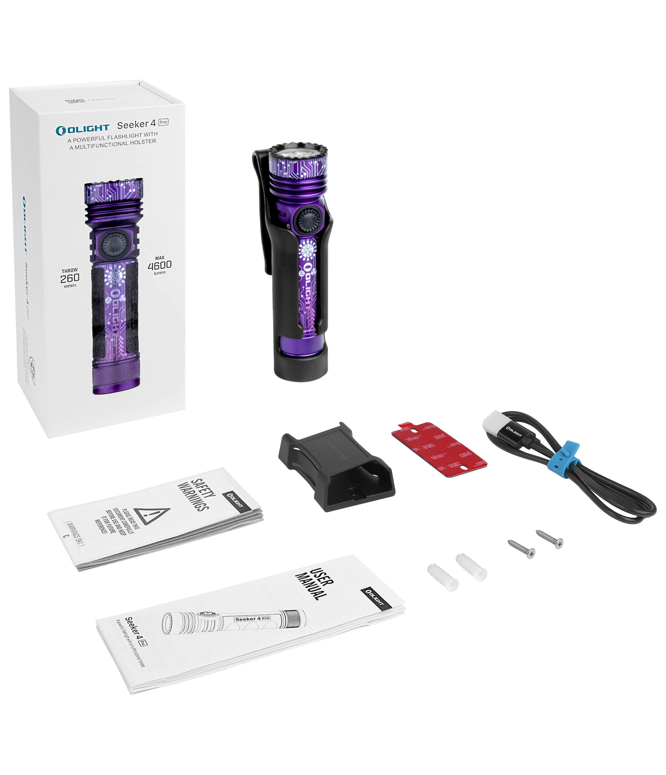Olight - Seeker 4 Pro Cool White Cyber Violet taktische Taschenlampe - 4600 Lumen