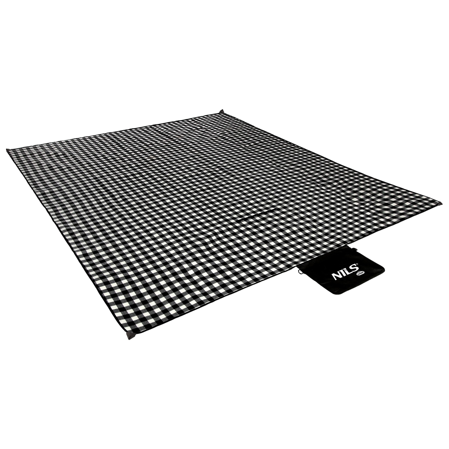 Nils Camp - NC2311 ALU Picknickdecke 200 x 200 cm - Weiß-Schwarz
