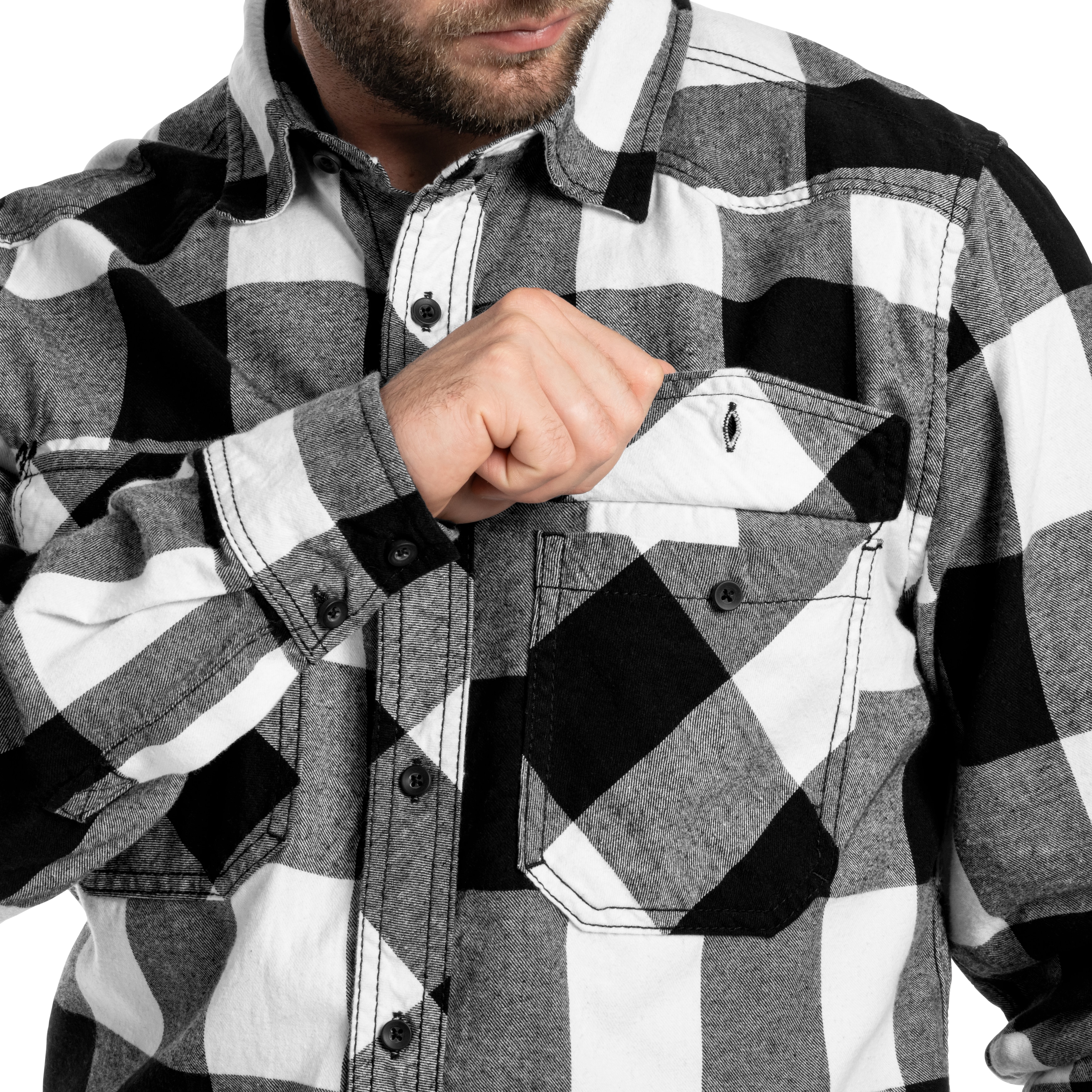 Brandit - Check Shirt - Hemd - White/Black