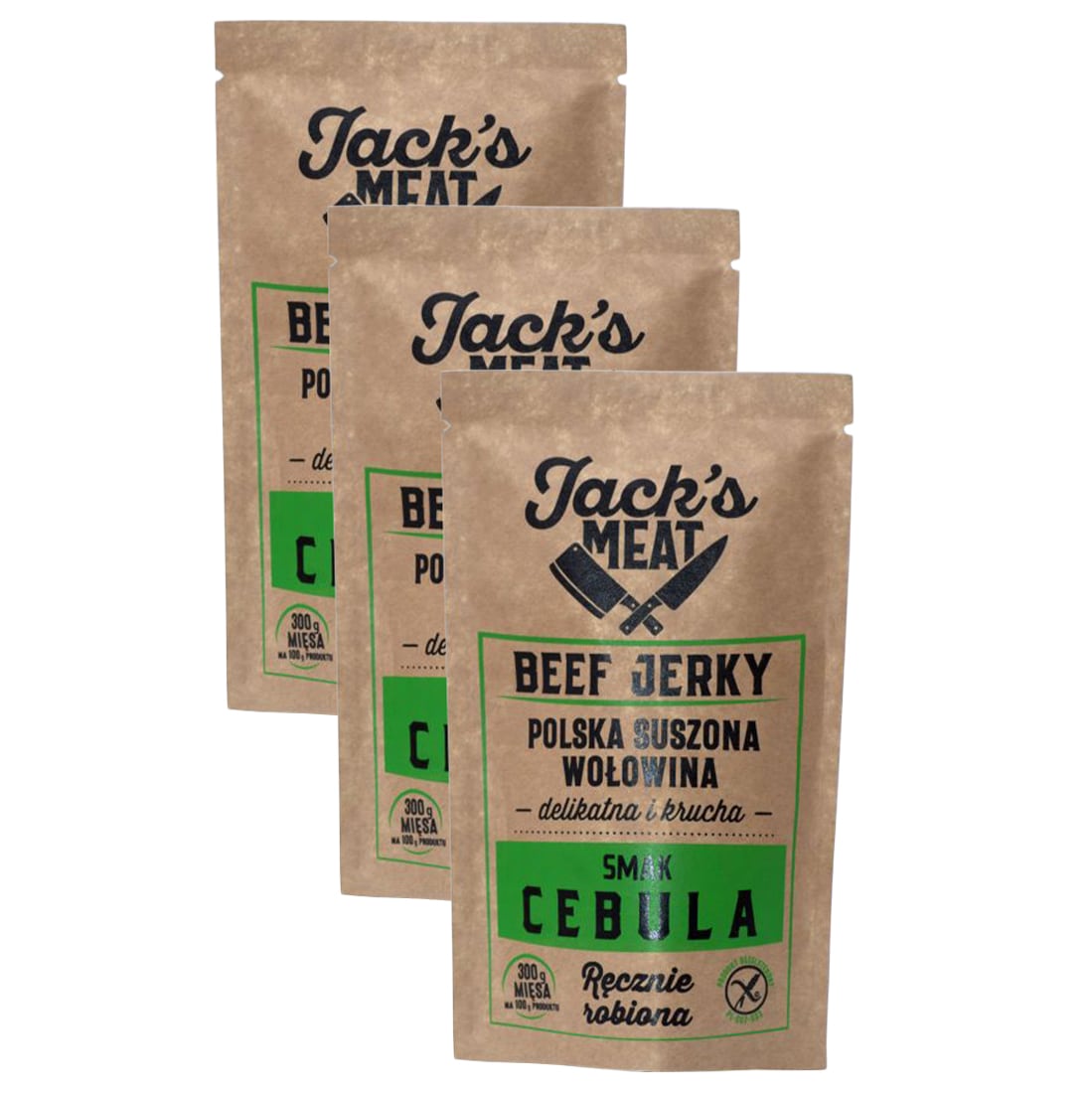Jack's Meat - Beef Jerky Getrocknetes Rindfleisch mit Zwiebelgeschmack, 30 g - 3 Stk.