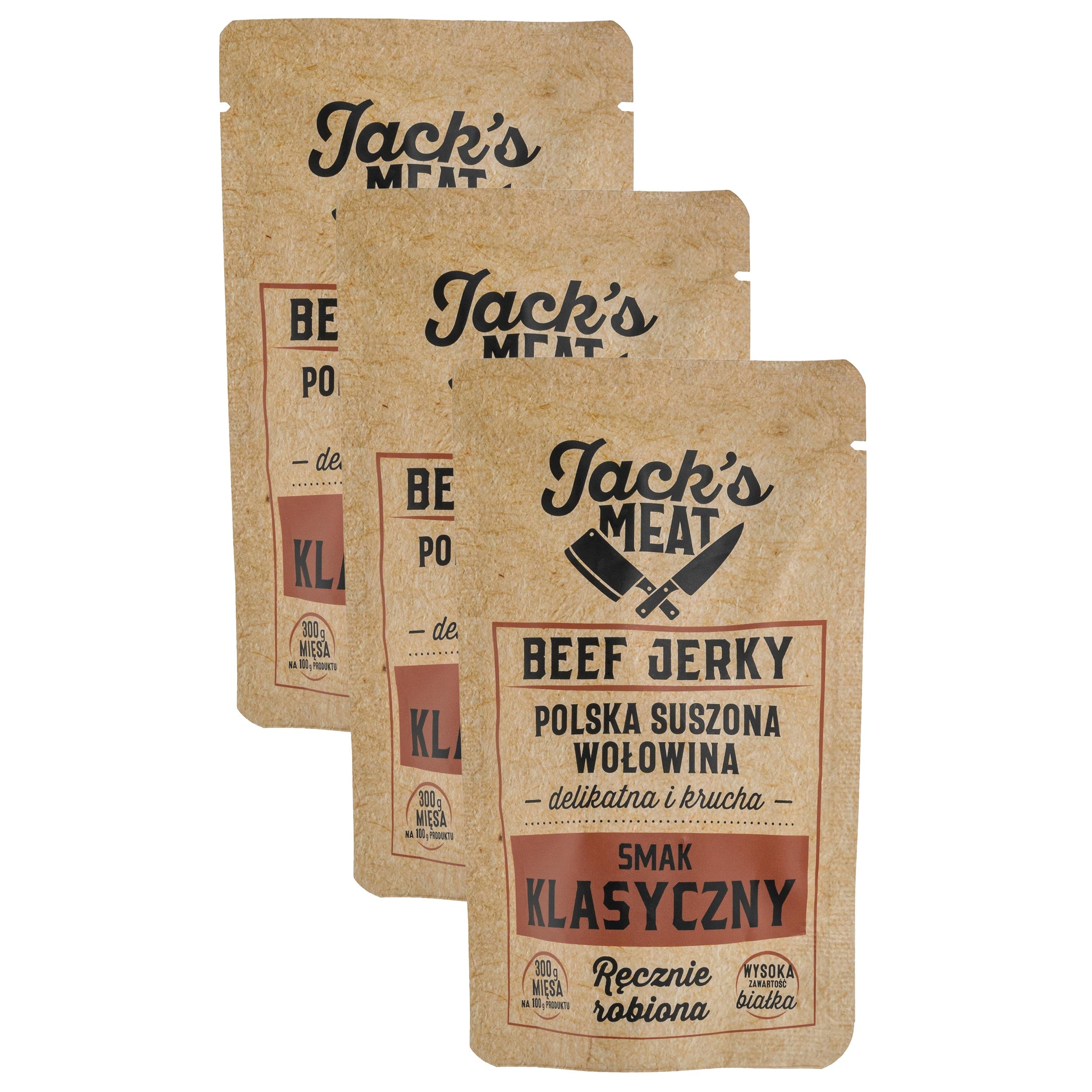 Jack's Meat - Beef Jerky Getrocknetes Rindfleisch - Klassischer Geschmack 60 g - 3 Stk.
