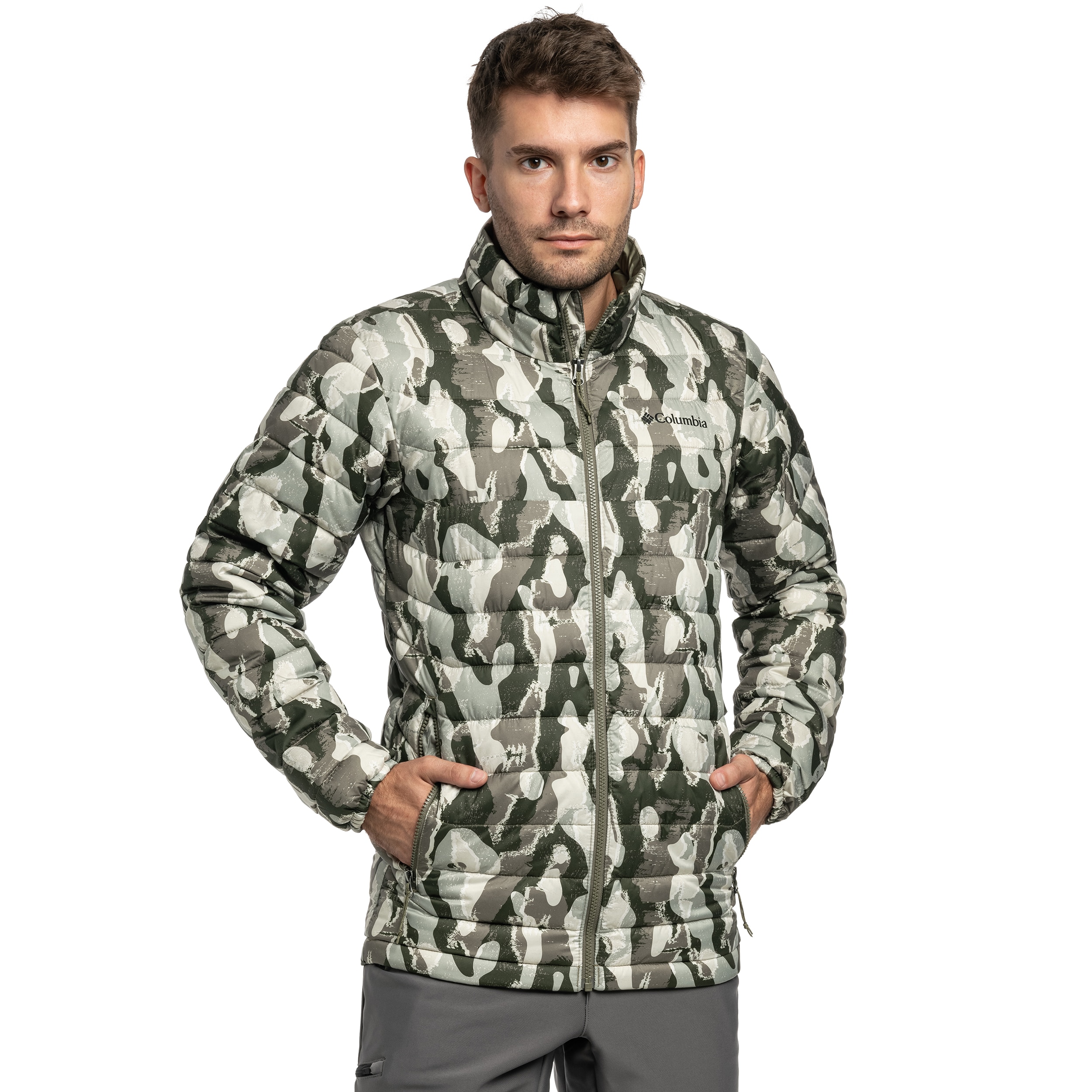 Columbia - Powder Lite II Printed Jacke - Stone Green Treebark Print