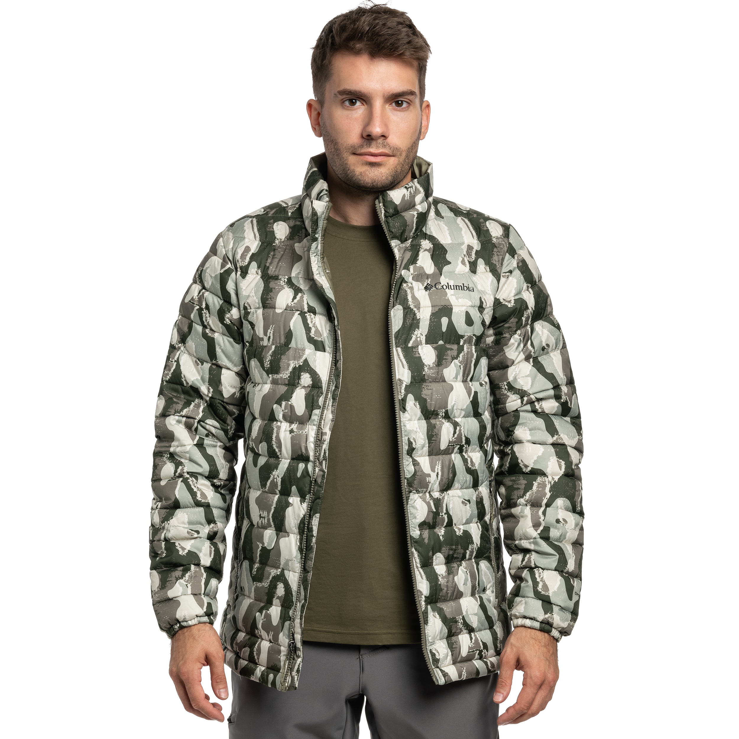 Columbia - Powder Lite II Printed Jacke - Stone Green Treebark Print