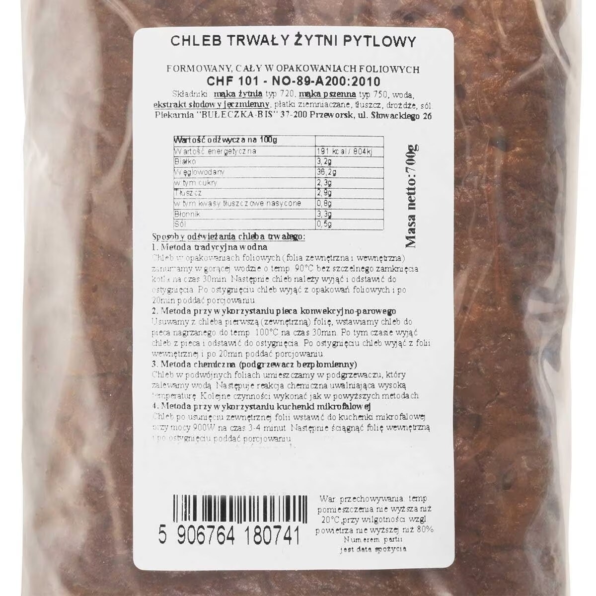 Militärisches Roggenbrot mit 24 Monaten Haltbarkeit - 5 x 700 g