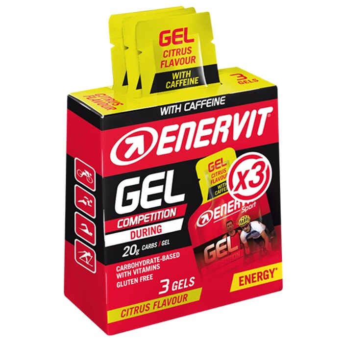 Enervit Sport - Energiegel mit Koffein 3 x 25 ml - Zitrus