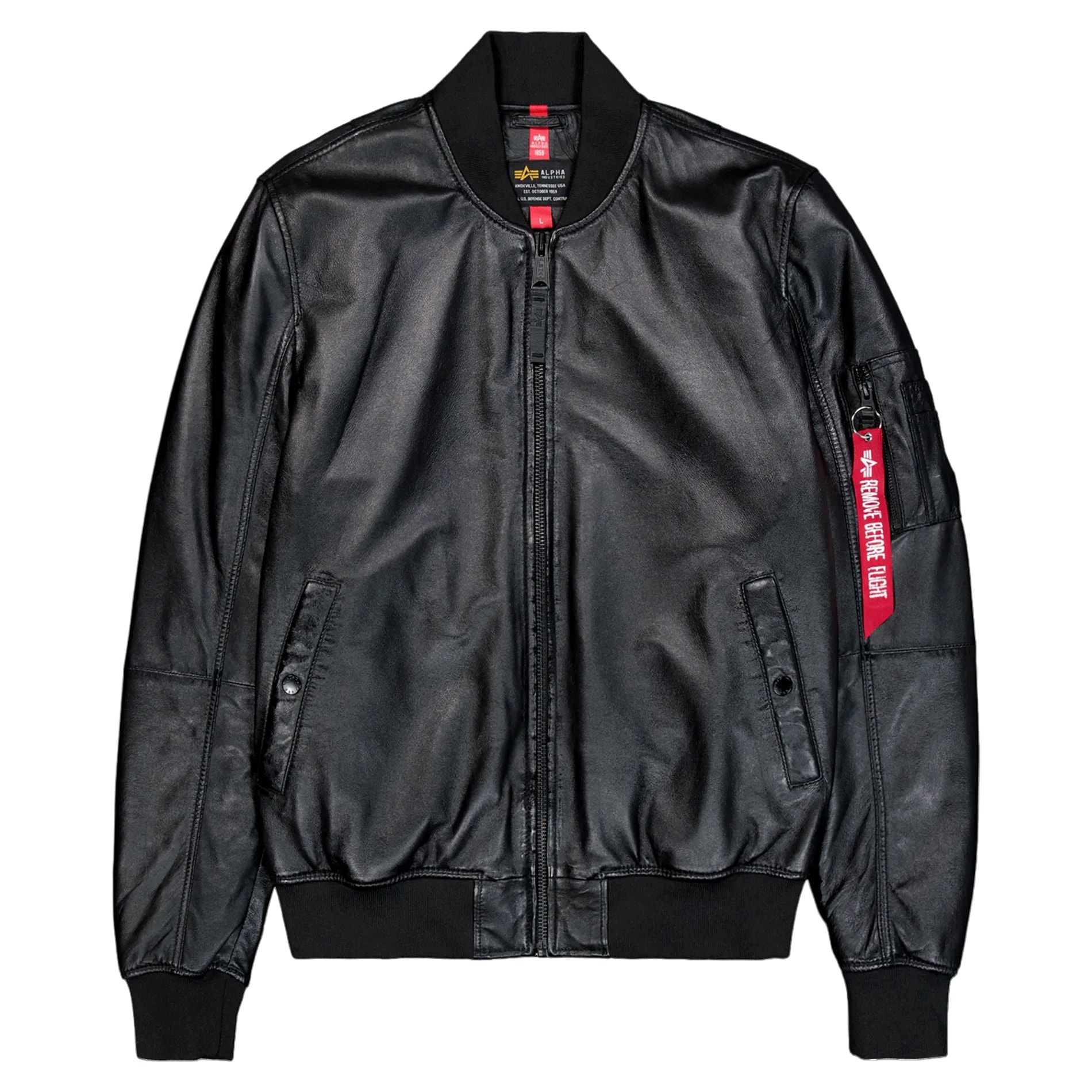 Alpha Industries - MA-1 Leather Bomber Jacke - Black