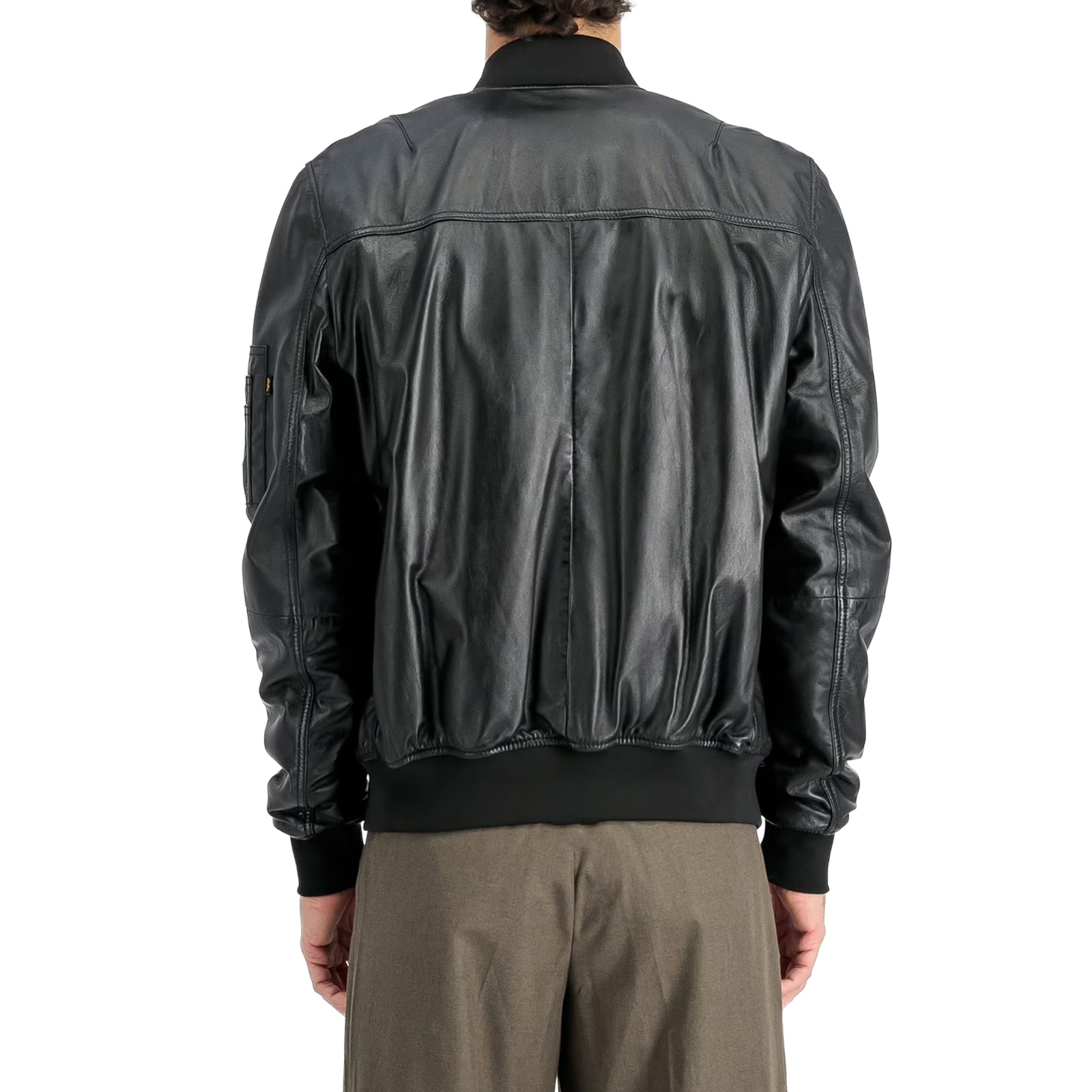 Alpha Industries - MA-1 Leather Bomber Jacke - Black