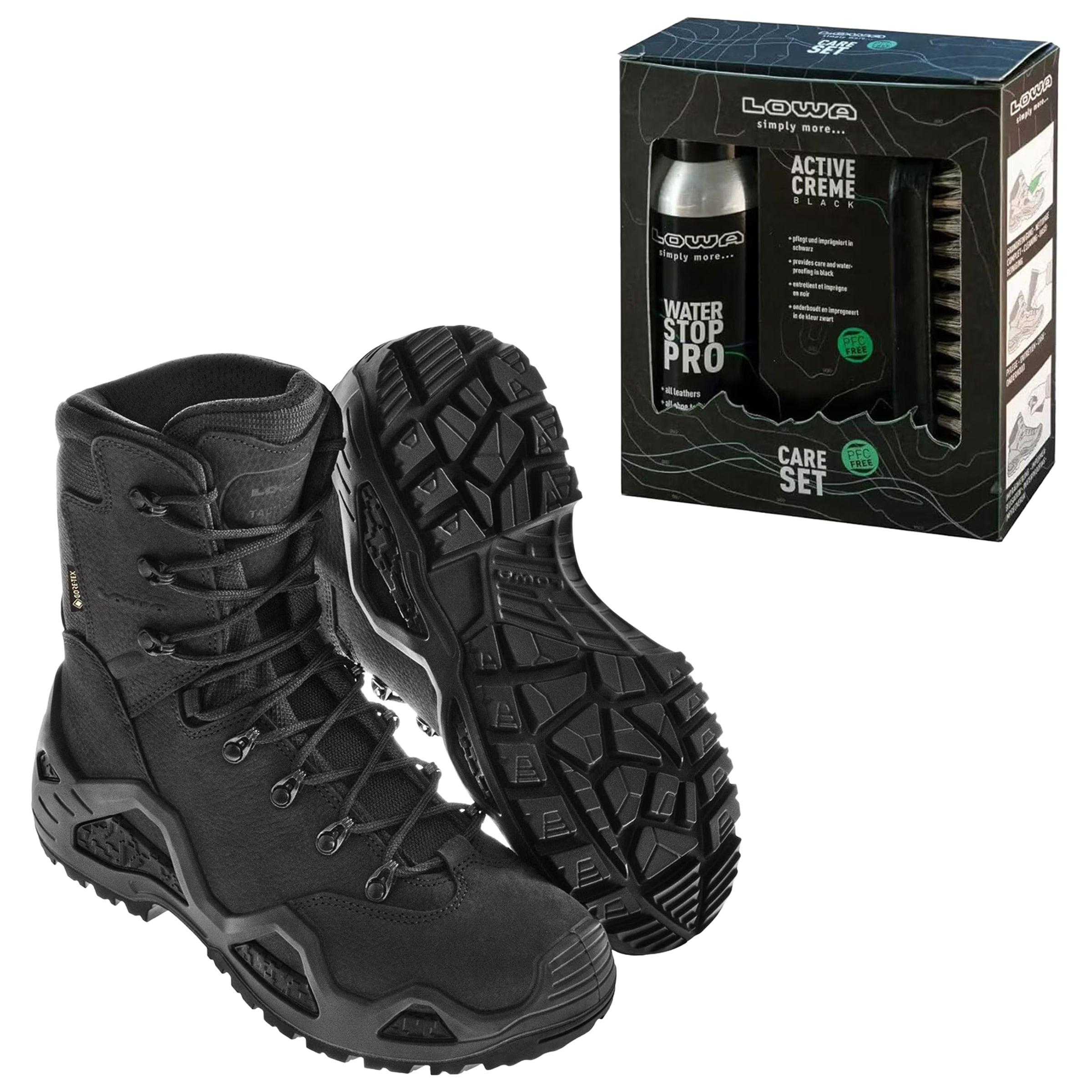 Lowa - Damenschuhe Z-8N GTX WS C Black + Care Set Lowa zur Schuhreinigung - Set