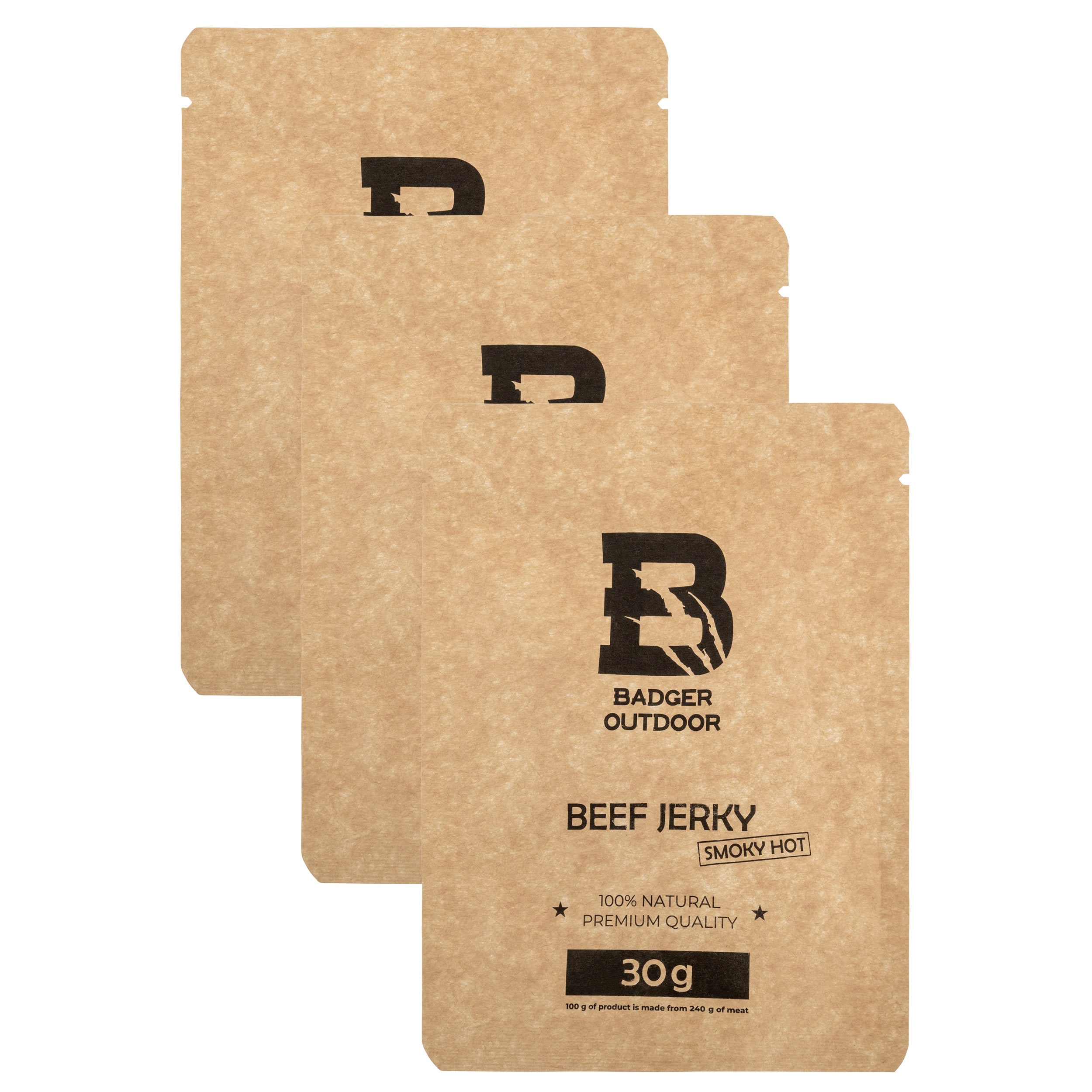 Badger Outdoor - Beef Jerky Hot - Getrocknetes Rindfleisch - 30 g - 3 Stk.