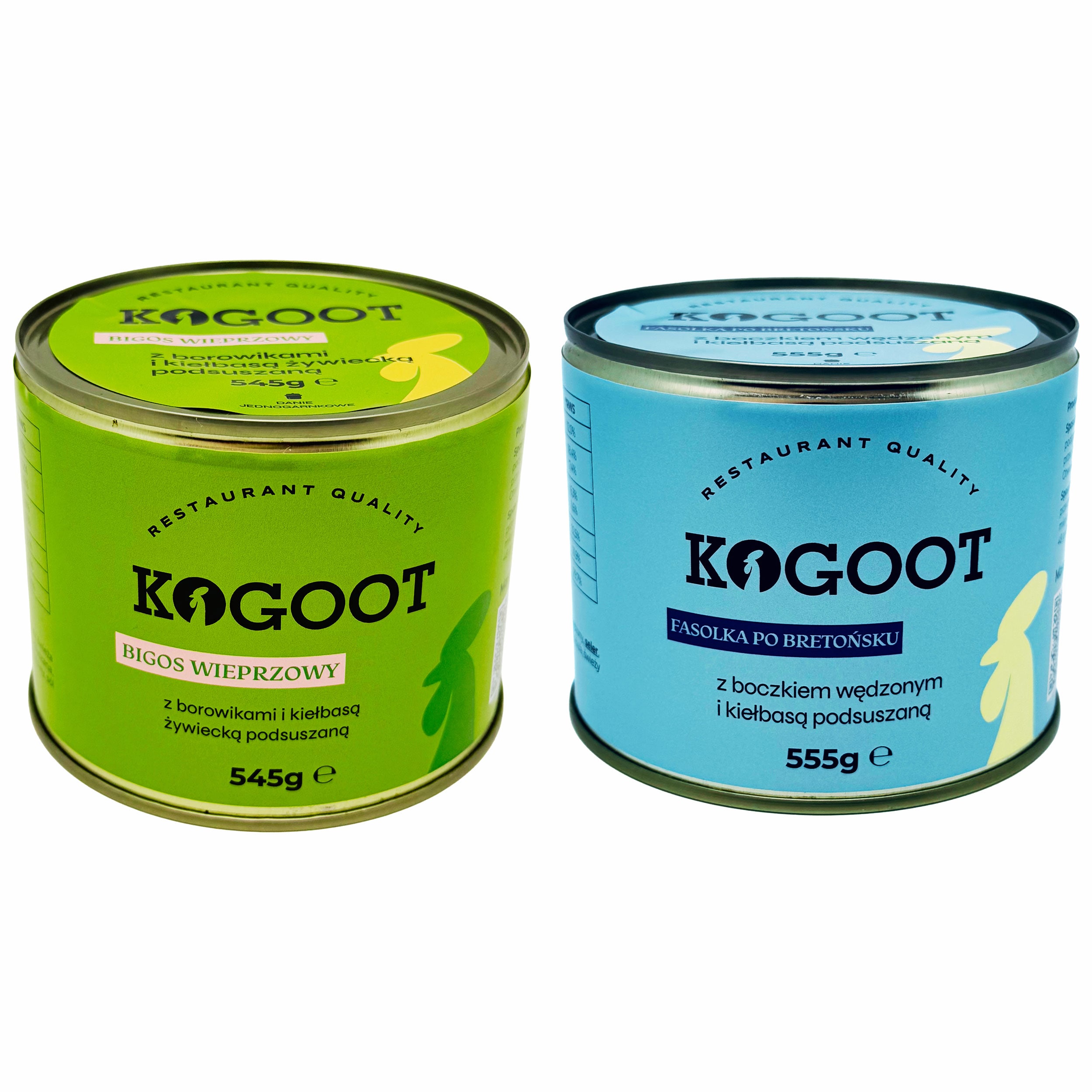 Kogoot - Konservierte Lebensmittel Bigos (Sauerkraut mit Schweinefleisch) 545 g, Bretonische Bohnen 555 g