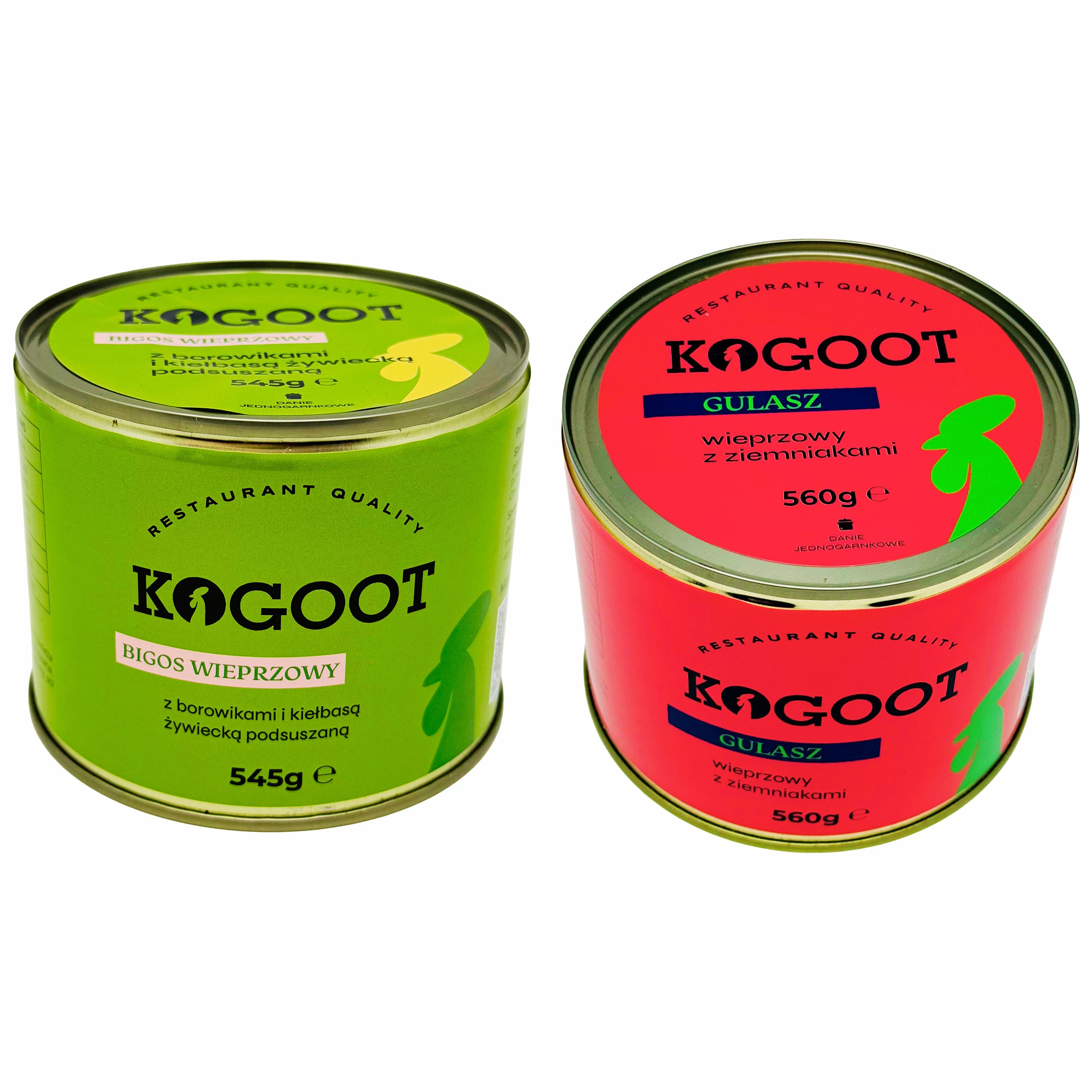 Kogoot - Konservierte Lebensmittel Bigos (Sauerkraut mit Schweinefleisch) 545 g, Schweinegulasch 560 g