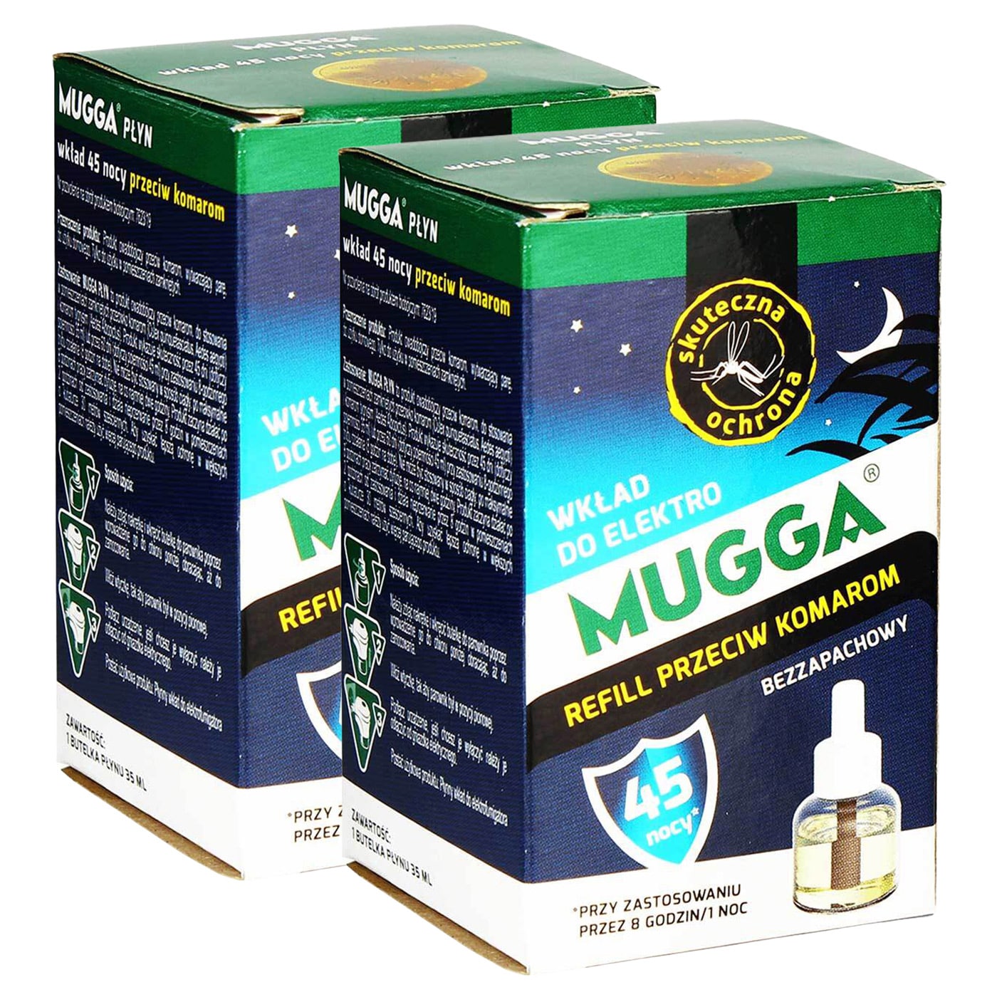 Mugga - Nachfüllpack für Elektroverdampfer Mugga, Prallethrin 1,2 %, 45 Nächte, 35 ml - 2 Stk.