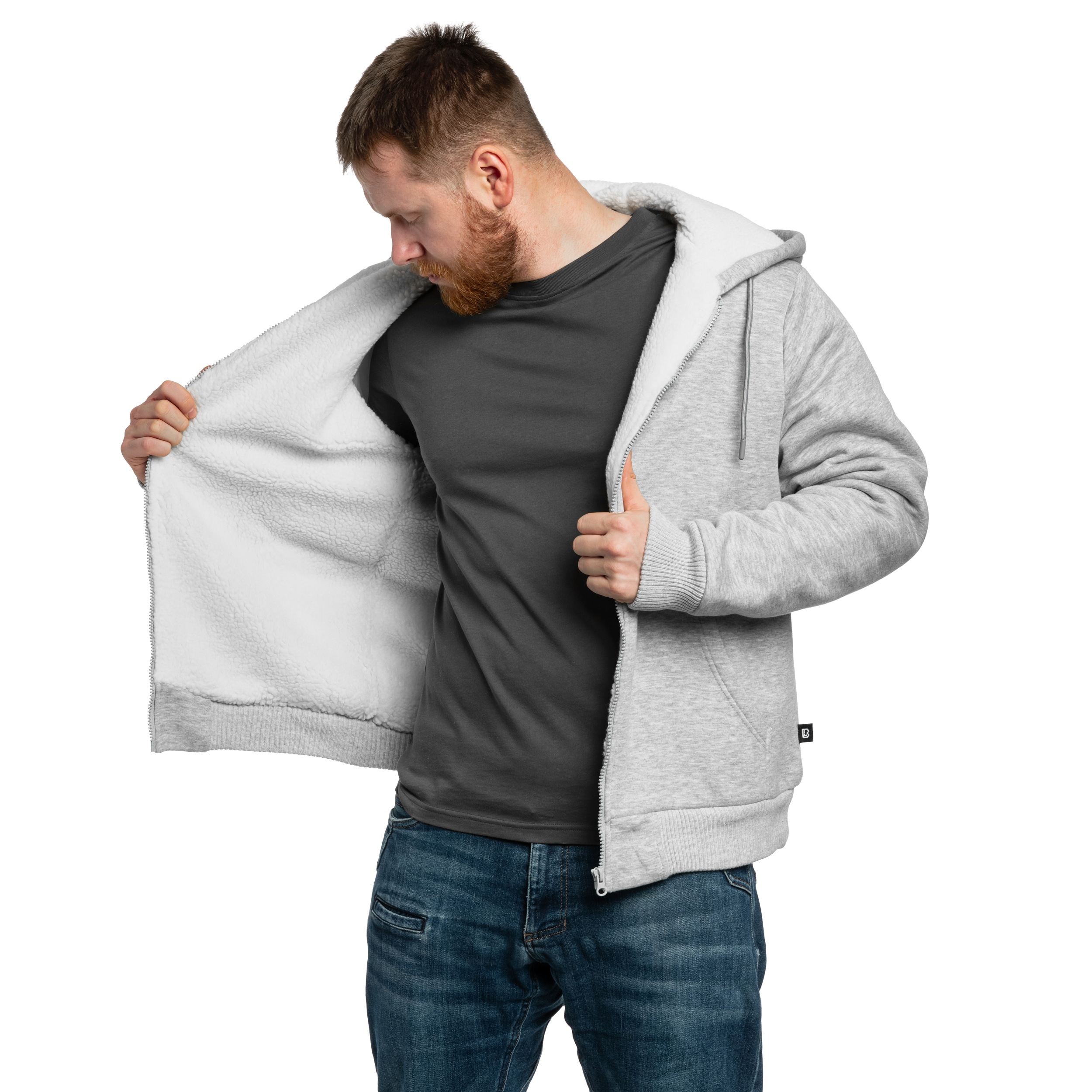 Brandit - Sweatjacket Teddylining Sweatshirt - Grey Melange