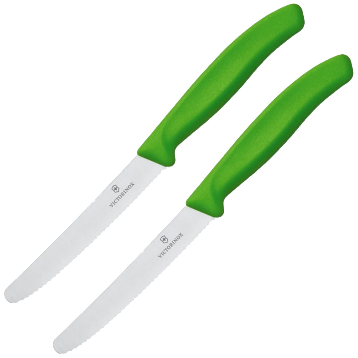 Victorinox - Swiss Classic Green Küchenmesser - gezackt mit abgerundeter Spitze, 2 Stück