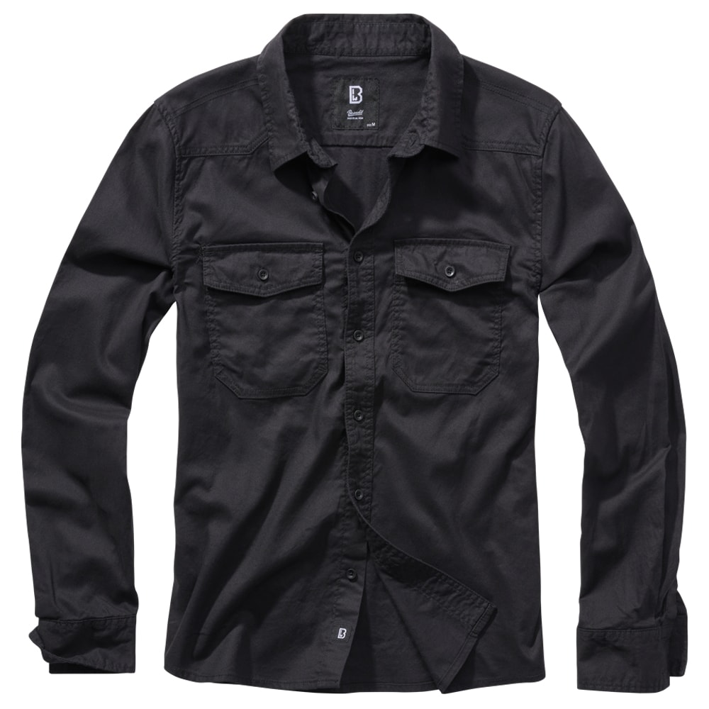 Brandit - Flannel Shirt Long Sleeve Hemd - Black