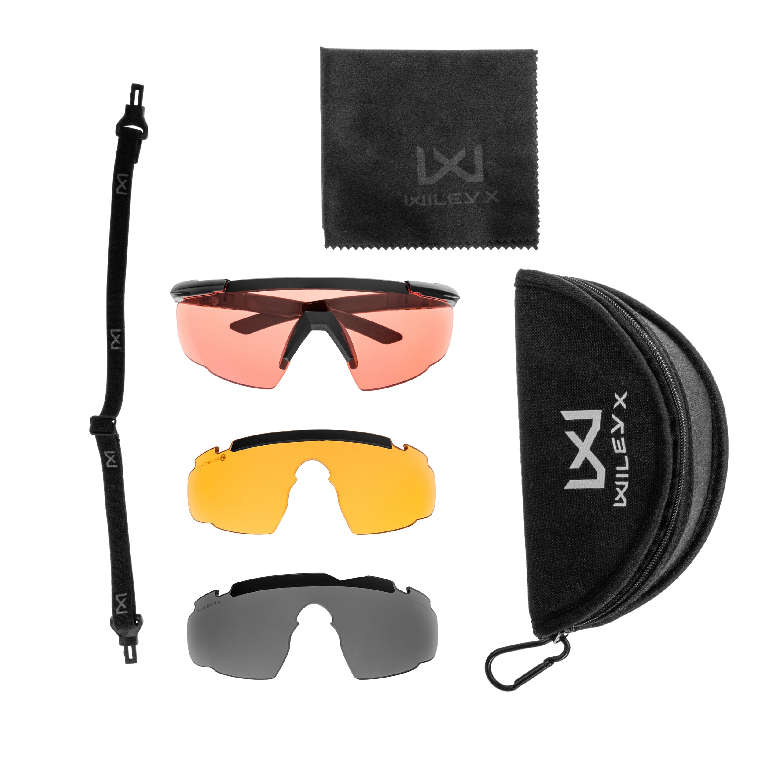 Wiley X - Saber Advanced Set 3in1 taktische Brille - Smoke/Rust/Vermillion/Matte Black + Anti-Fog Cleaner Kit - Set