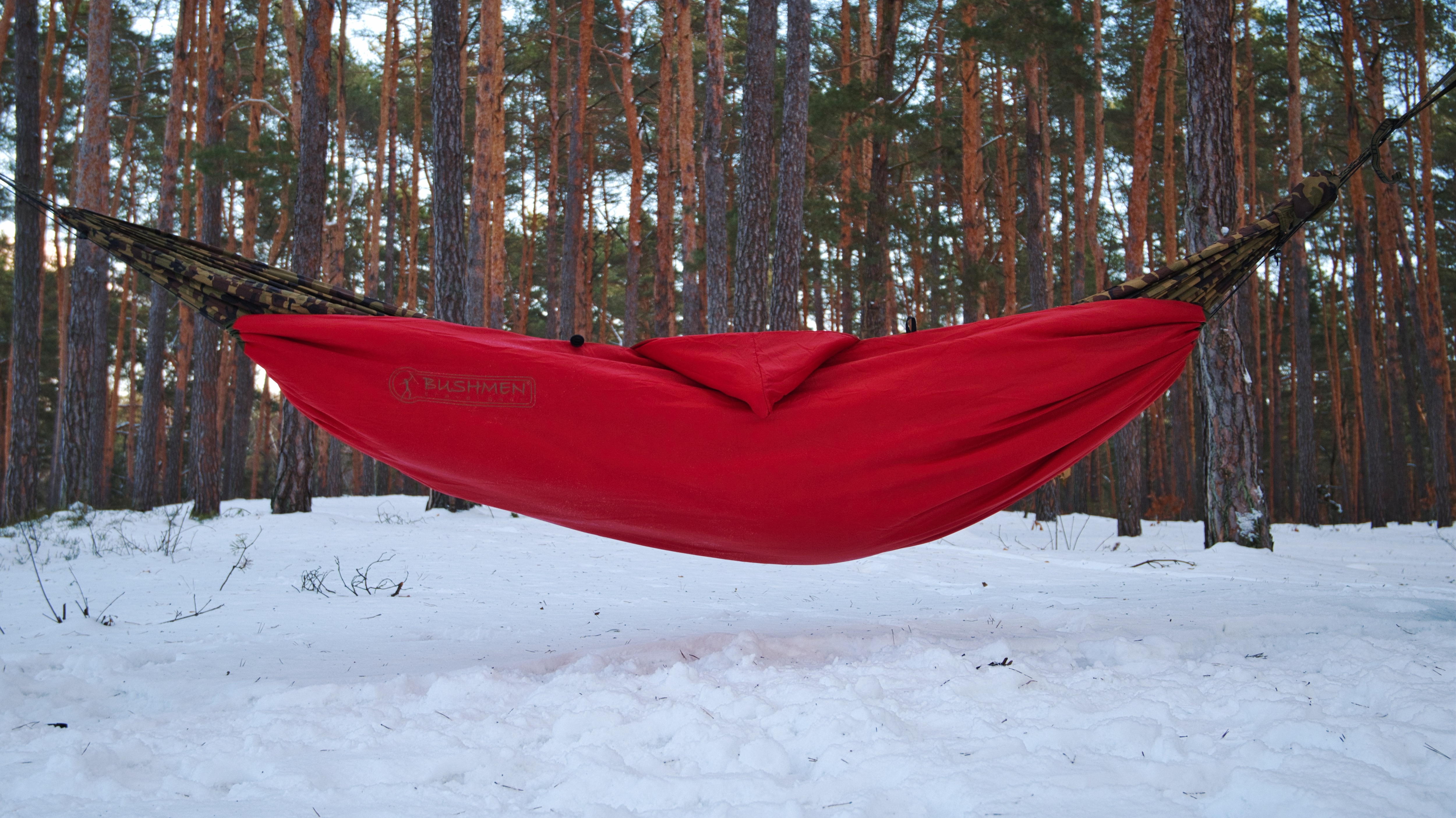 Bushmen - Easy Under Quilt 220 x 130 - Underquilt Hängematten Wärmeschutz - Olive/Scarlet