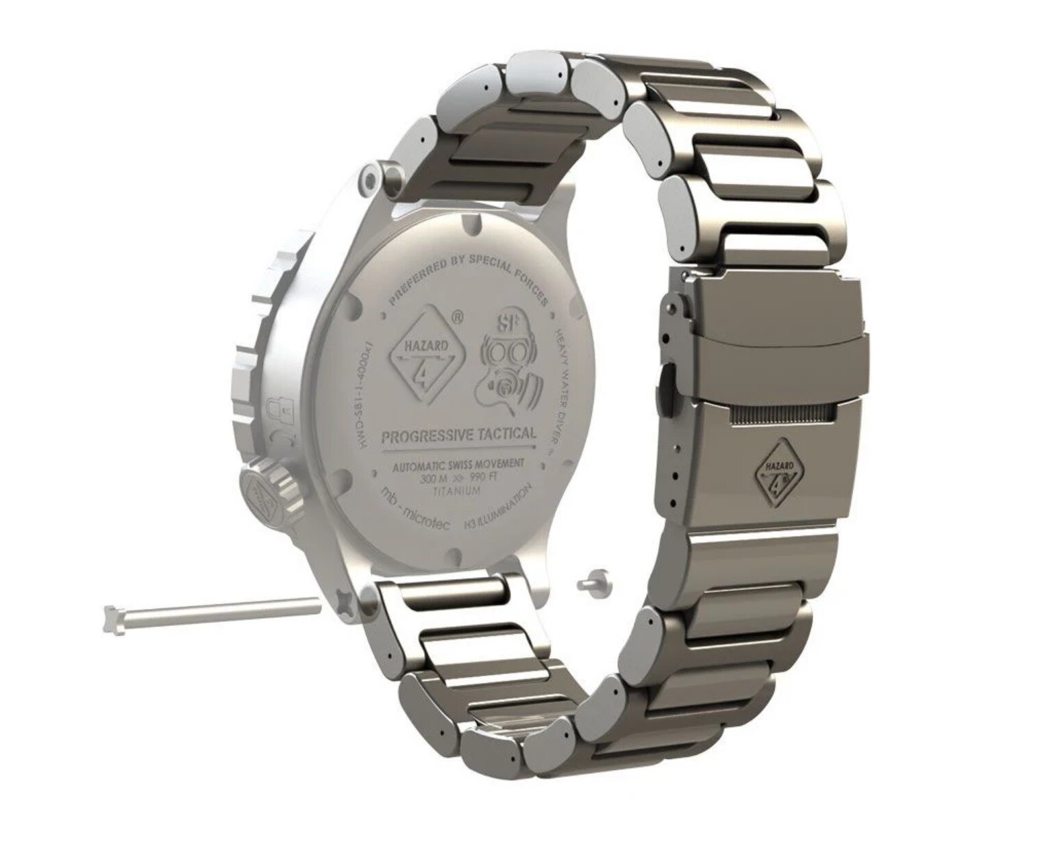 Hazard 4 - Heavy Water Diver Titan-Uhrenarmband - Silver