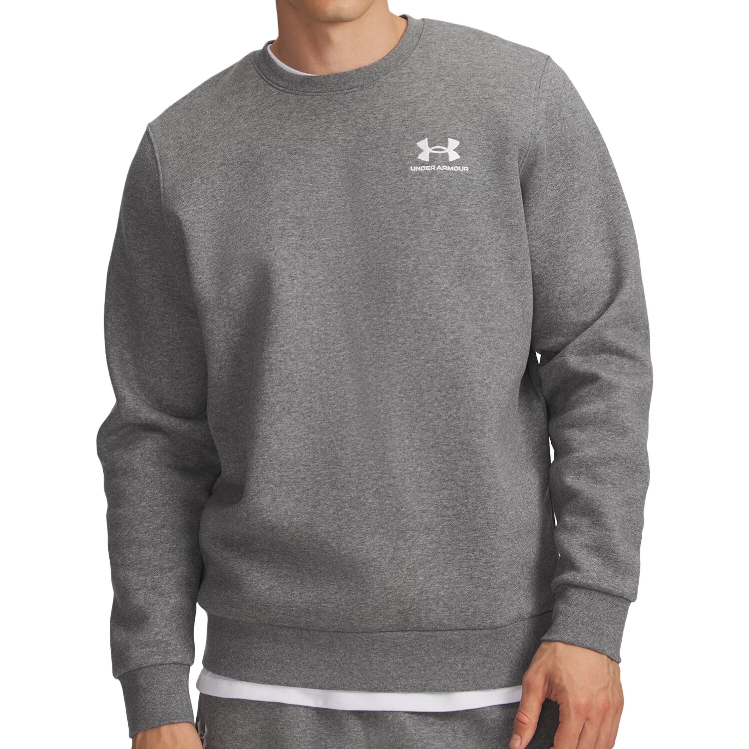 Under Armour - Icon Fleece Crew Sweatshirt - Pitch Gray Medium Heather/White