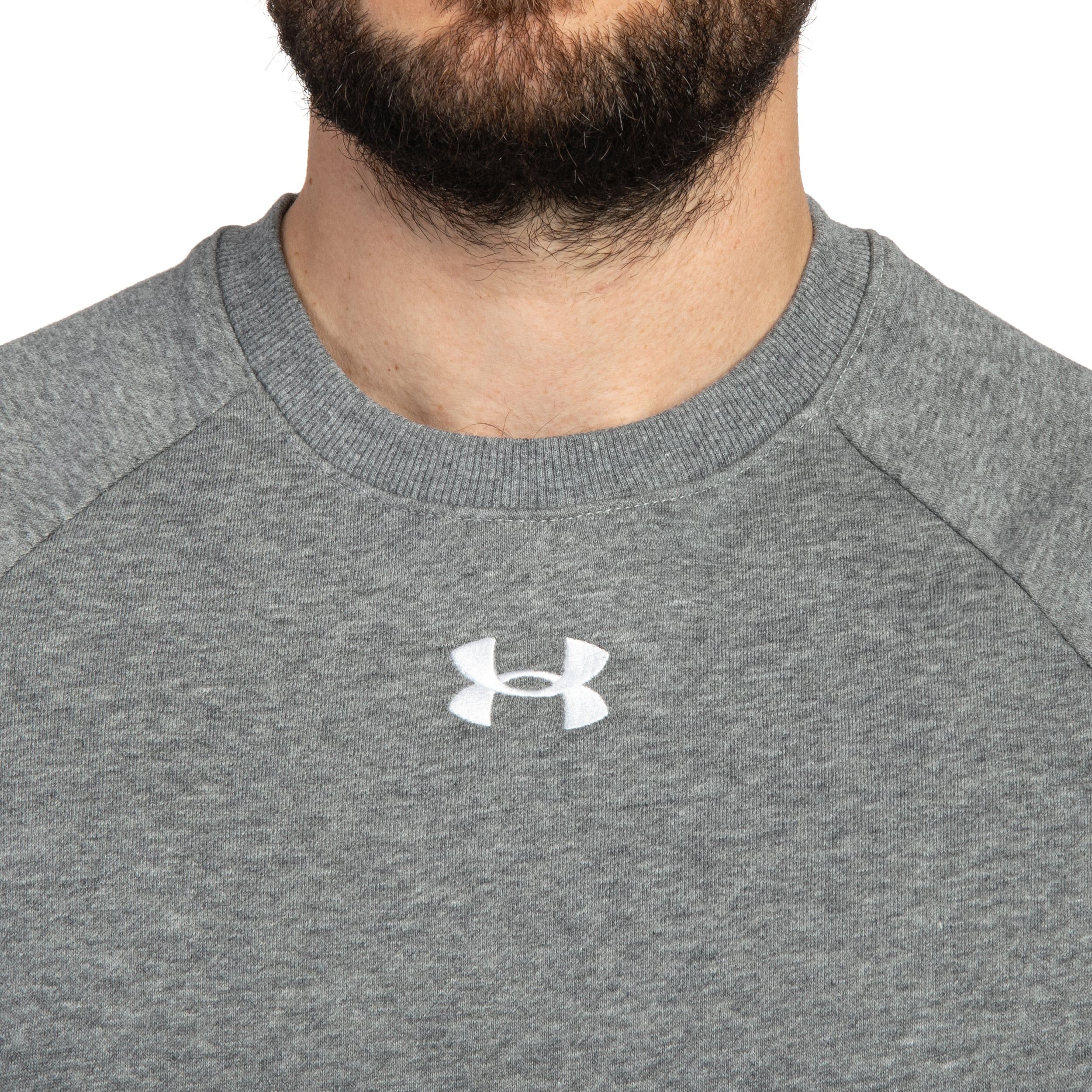 Under Armour - UA Rival Fleece Crew Sweatshirt - Castle Rock Light Heather/White