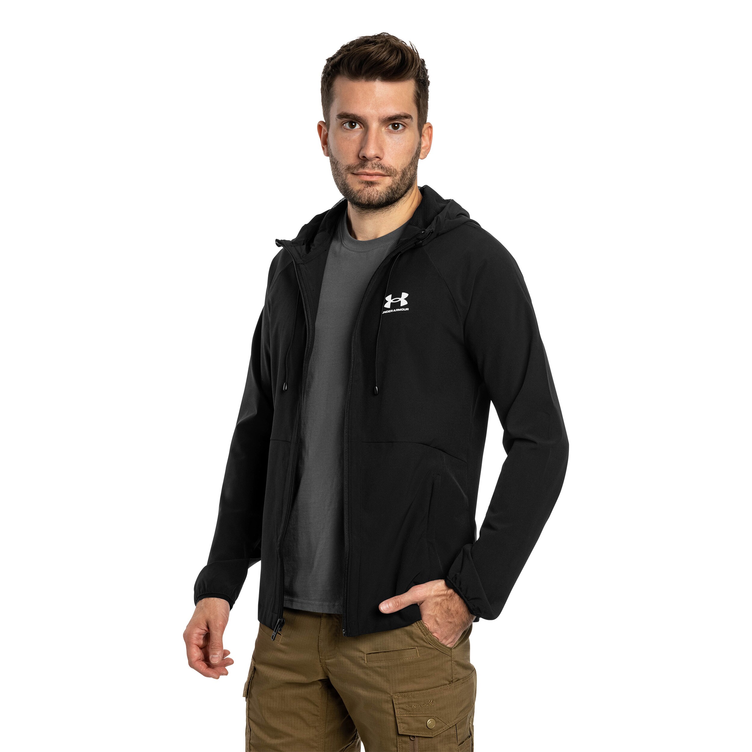 Under Armour - UA Stretch Woven Jacke - Black/White