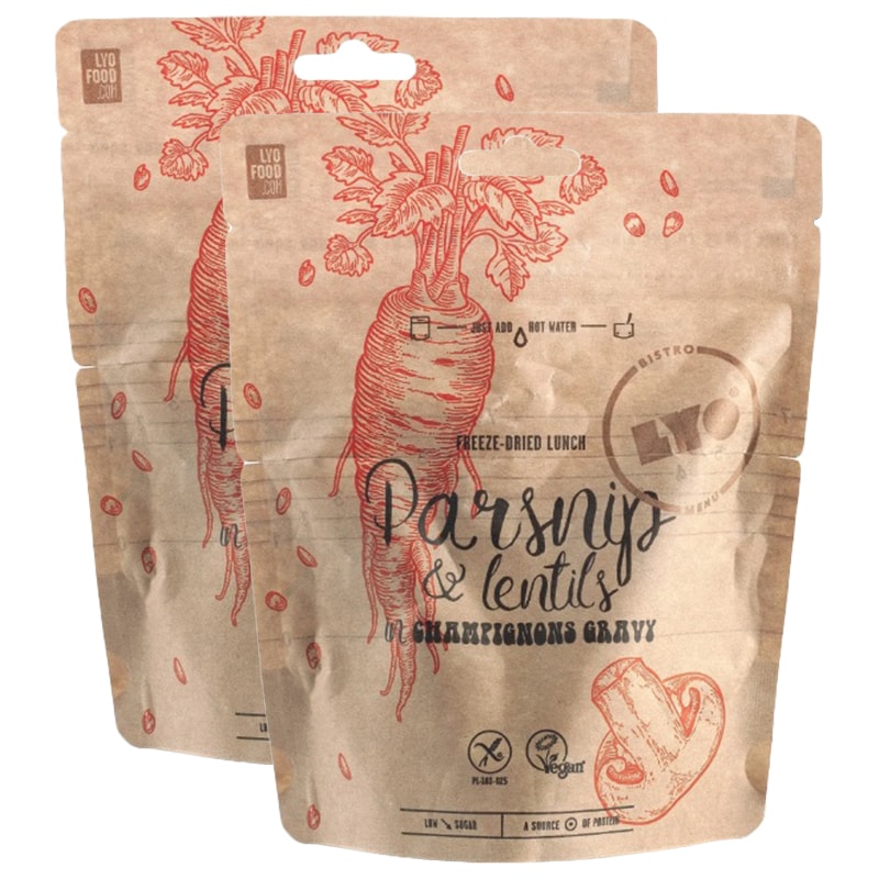 LYOFOOD - Gefriergetrocknete Lebensmittel Eco Pastinaken und Linsen in Champignonsauce 70 g/314 kcal - 2 Stk.