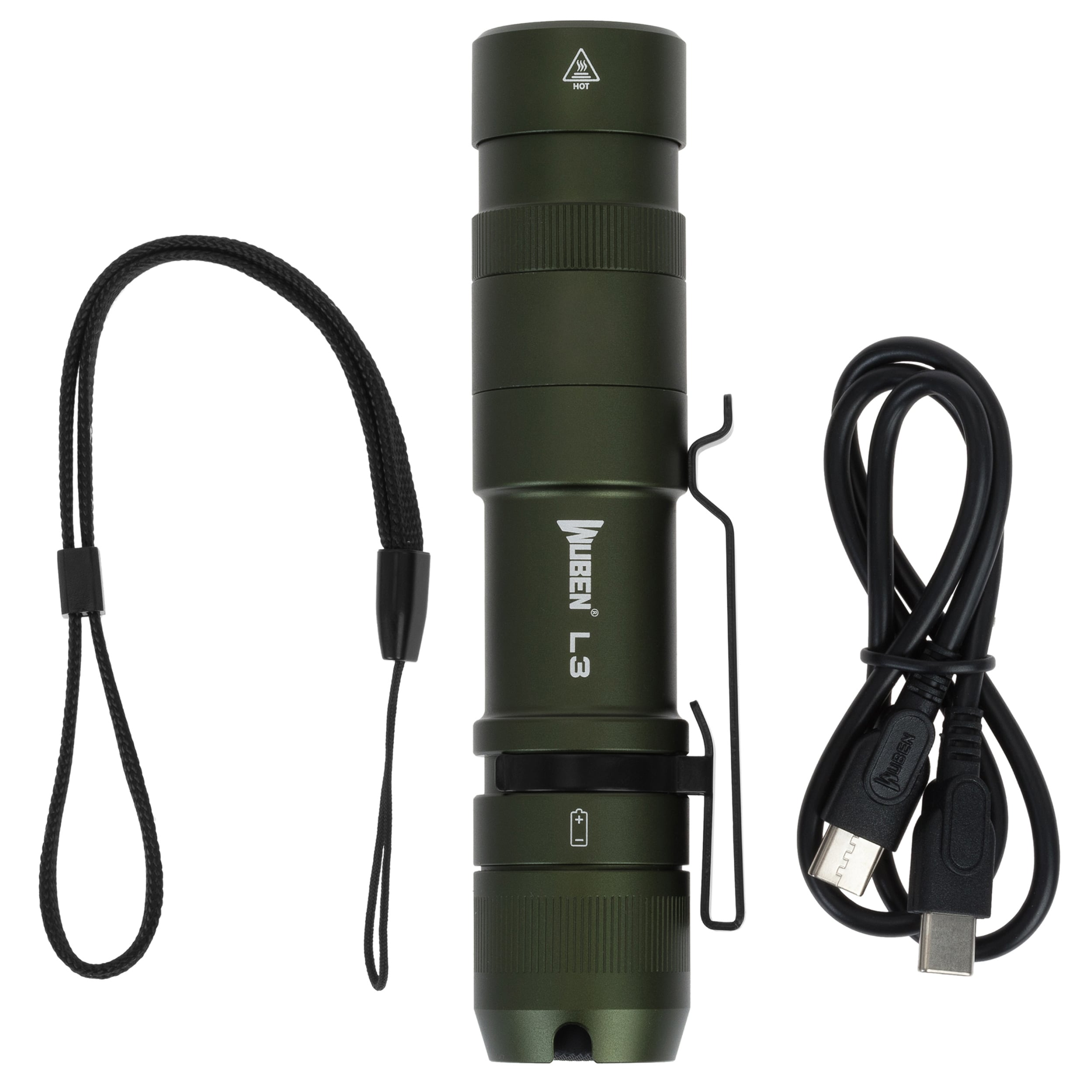 Wuben - L3 Army Green Taschenlampe mit Powerbank-Funktion,  - 3000 Lumen
