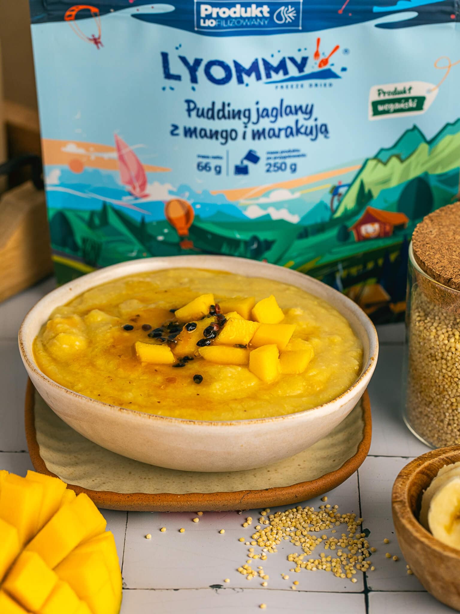 Lyommy - Gefriergetrocknete Lebensmittel - Hirsepudding mit Mango und Maracuja 66 g/281 kcal
