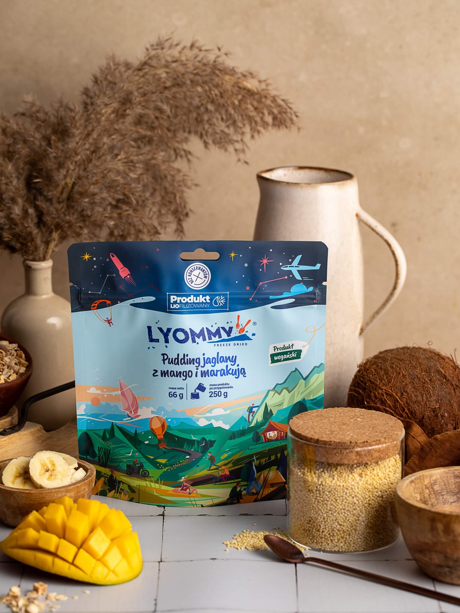 Lyommy - Gefriergetrocknete Lebensmittel - Hirsepudding mit Mango und Maracuja 66 g/281 kcal