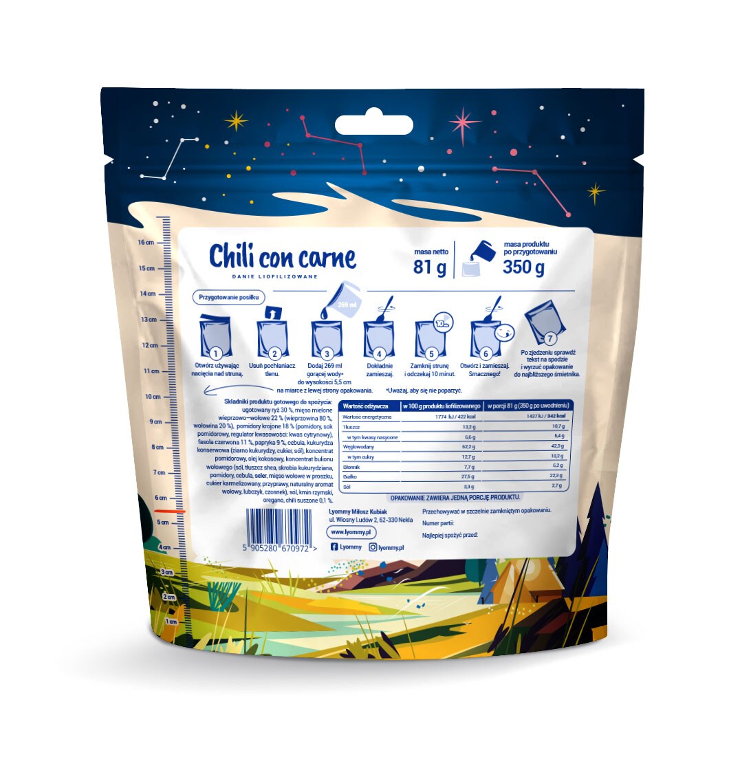 Lyommy - Gefriergetrocknete Lebensmittel - Chili con carne 81 g/342 kcal