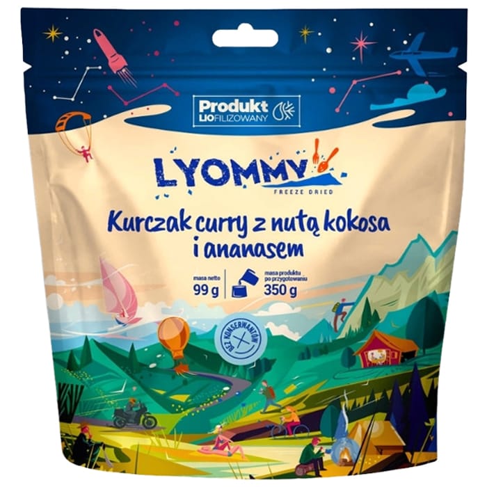 Lyommy - Gefriergetrocknete Lebensmittel - Hähnchen-Curry mit einer Note von Kokosnuss und Ananas 99 g/451 kcal
