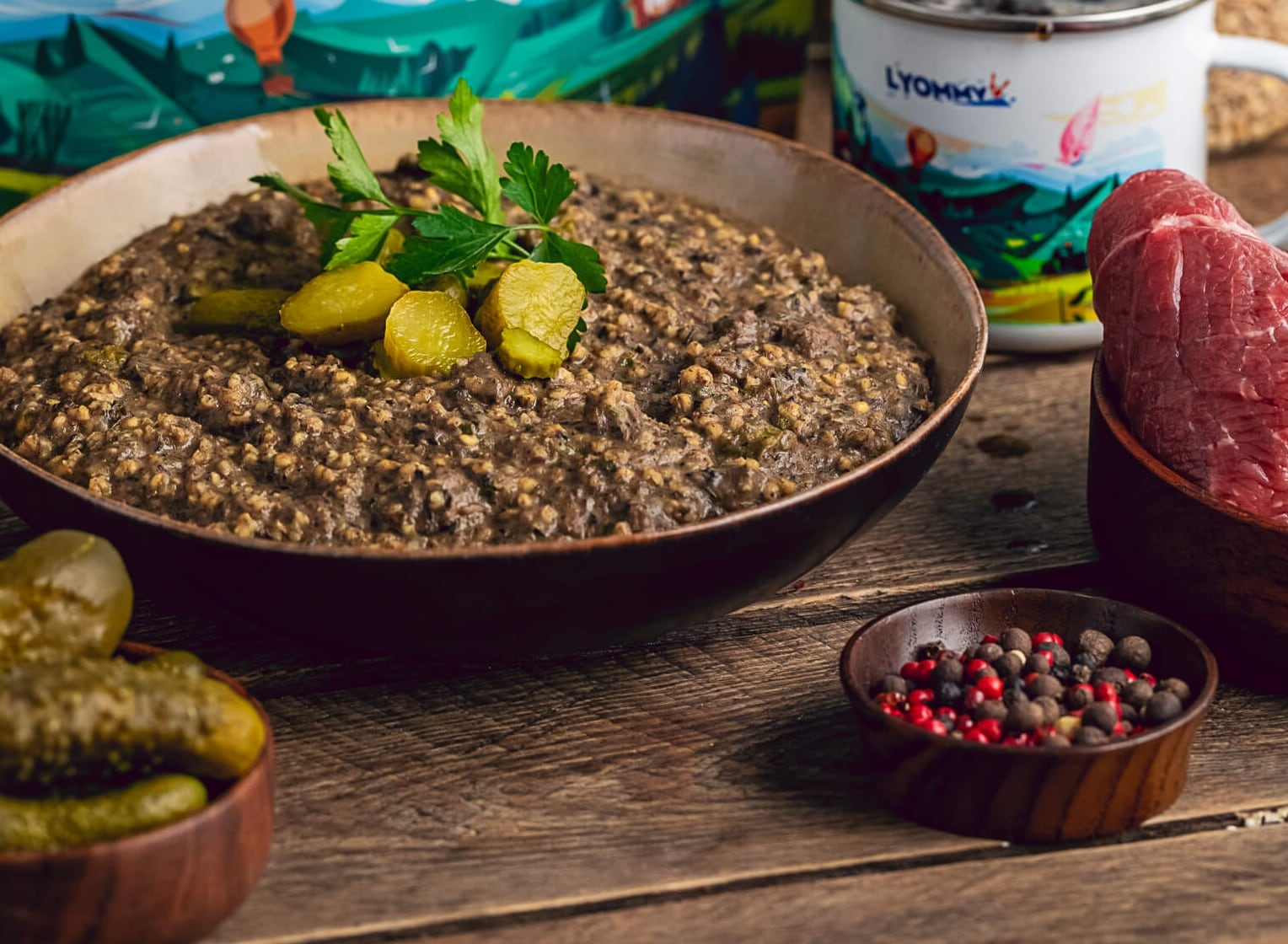 Lyommy Wołowina - Gefriergetrocknete Lebensmittel - Rindfleisch in Bier mit Pilzen und Gerstenkörnern 116 g/480 kcal