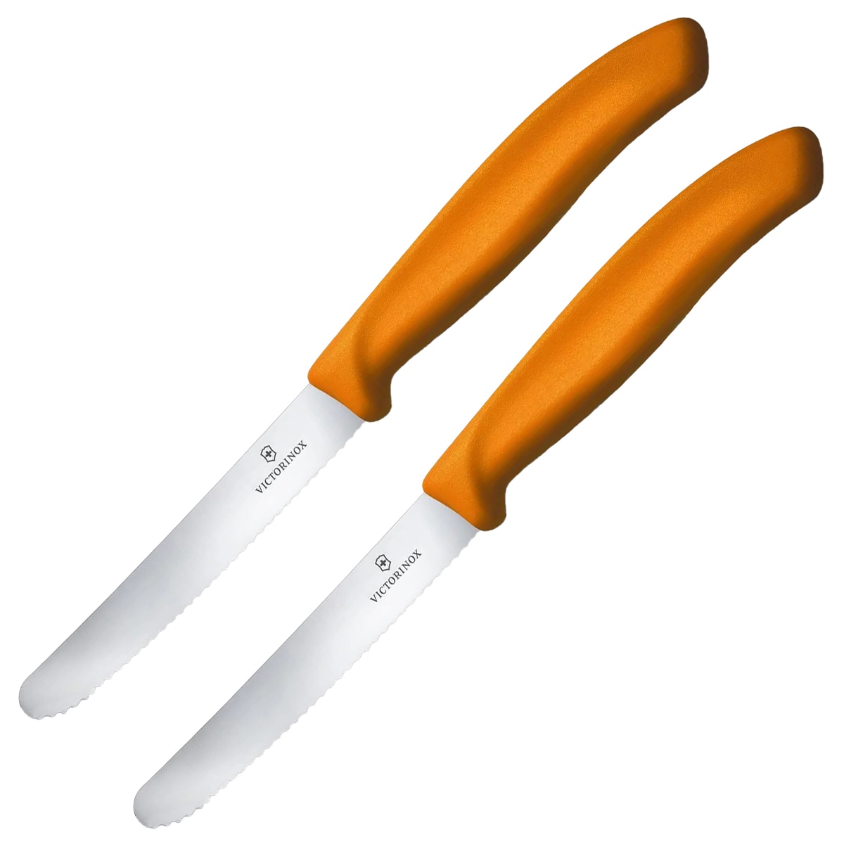 Victorinox - Swiss Classic Orange Küchenmesser - gezahnt mit abgerundeter Spitze, 2 Stk.