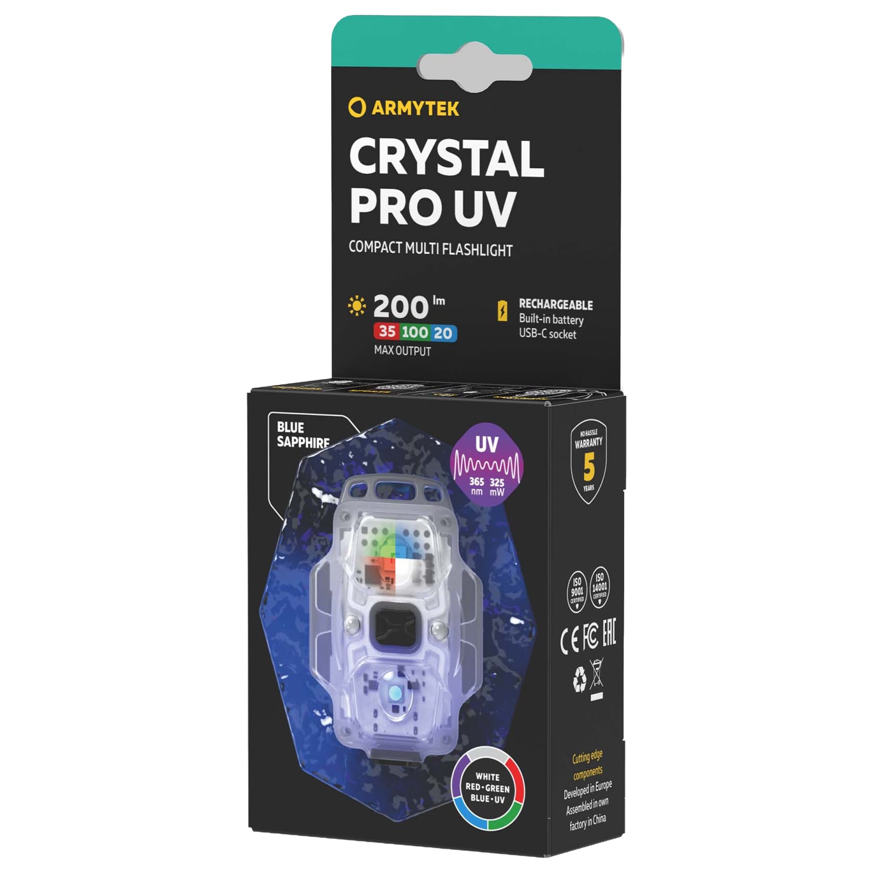 Armytek - Crystal Pro UV Taschenlampe Blue - 200 Lumen