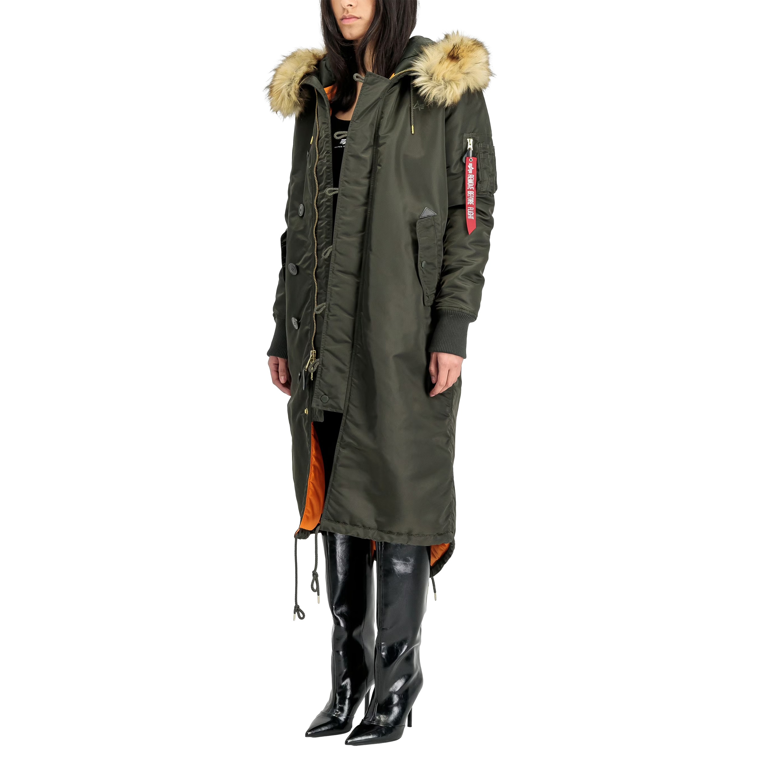 Alpha Industries - Women's Long Fishtail Jacke - Black/Olive