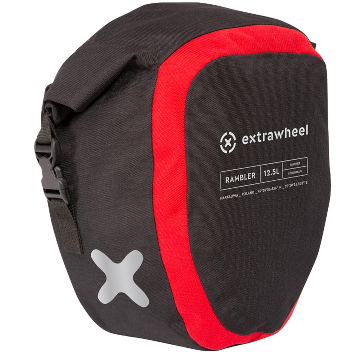 Extrawheel - Rambler Premium - Universelle Fahrradtaschen 2 x 12,5 l - Black/Red