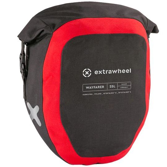 Extrawheel - Wayfayer Premium - Universelle Fahrradtaschen 2 x 25 l - Black/Red