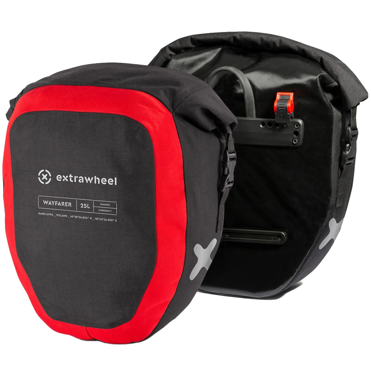 Extrawheel - Wayfayer Premium - Universelle Fahrradtaschen 2 x 25 l - Black/Red