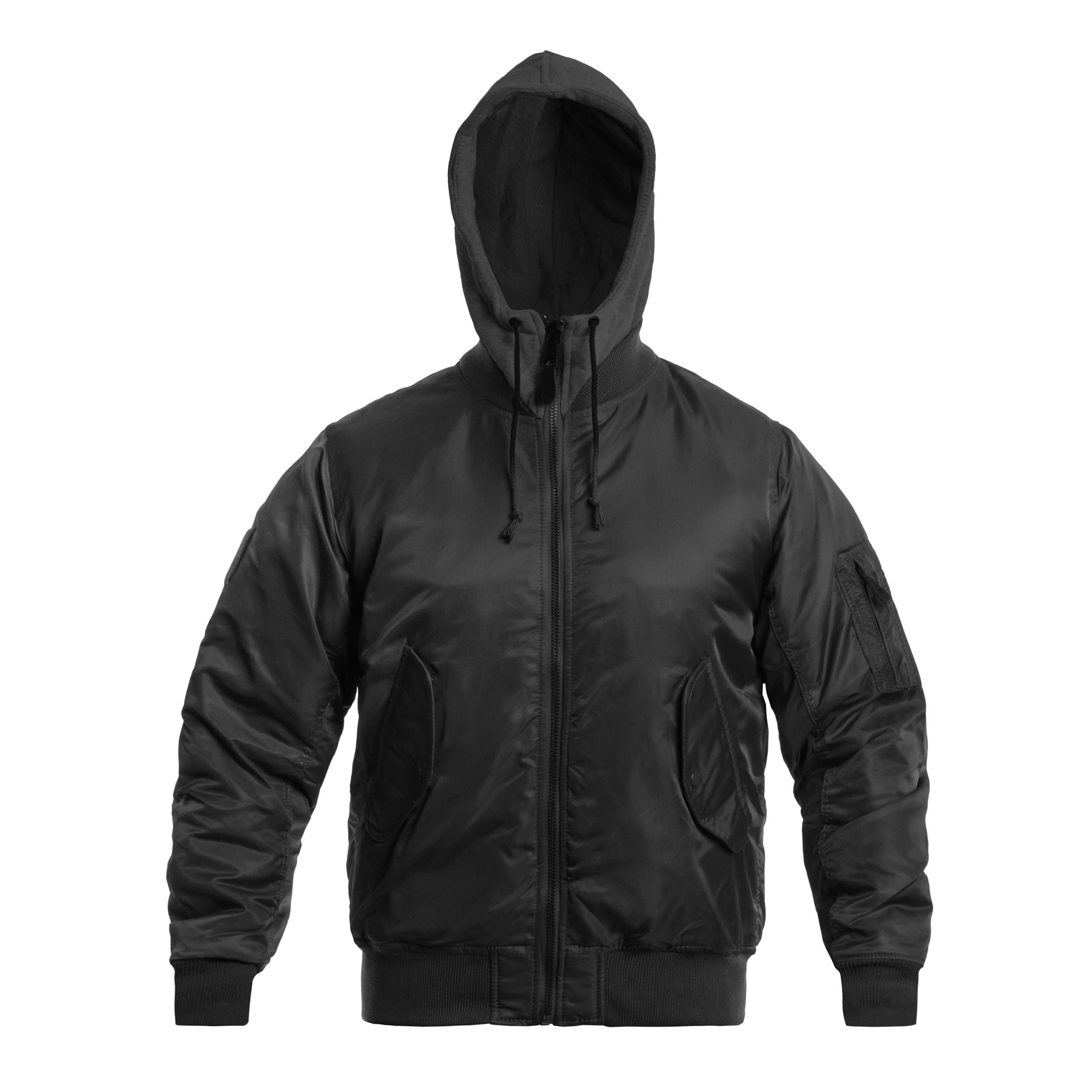 Brandit - MA1 Sweat Hooded Jacket - Bomberjacke mit Kapuze - Black