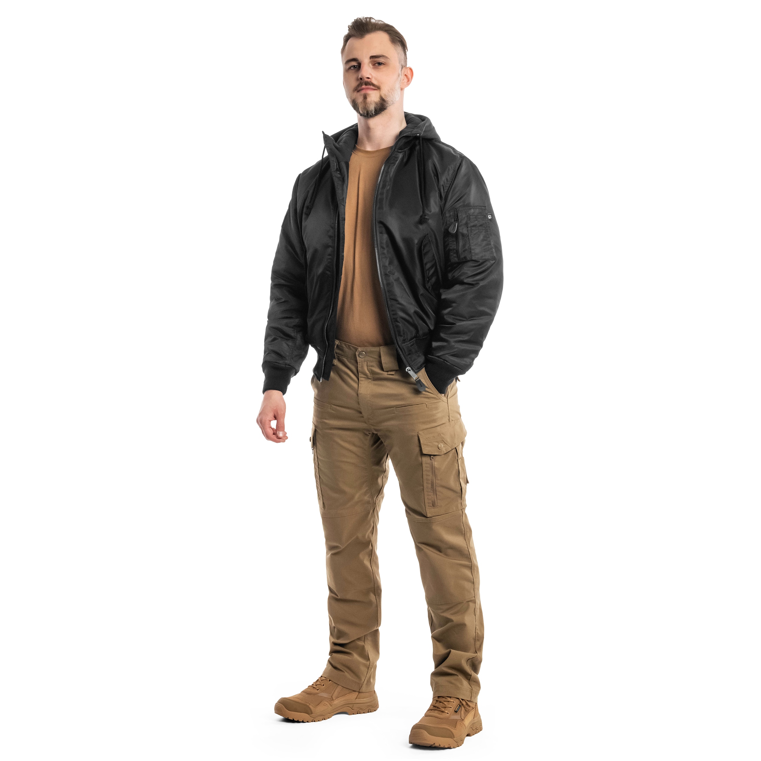 Brandit - MA1 Sweat Hooded Jacket - Bomberjacke mit Kapuze - Black