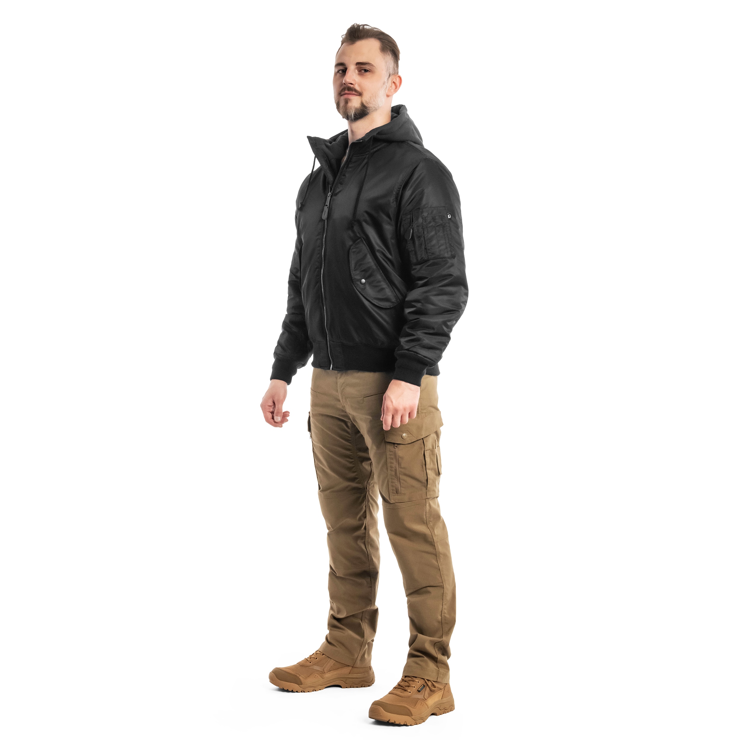 Brandit - MA1 Sweat Hooded Jacket - Bomberjacke mit Kapuze - Black