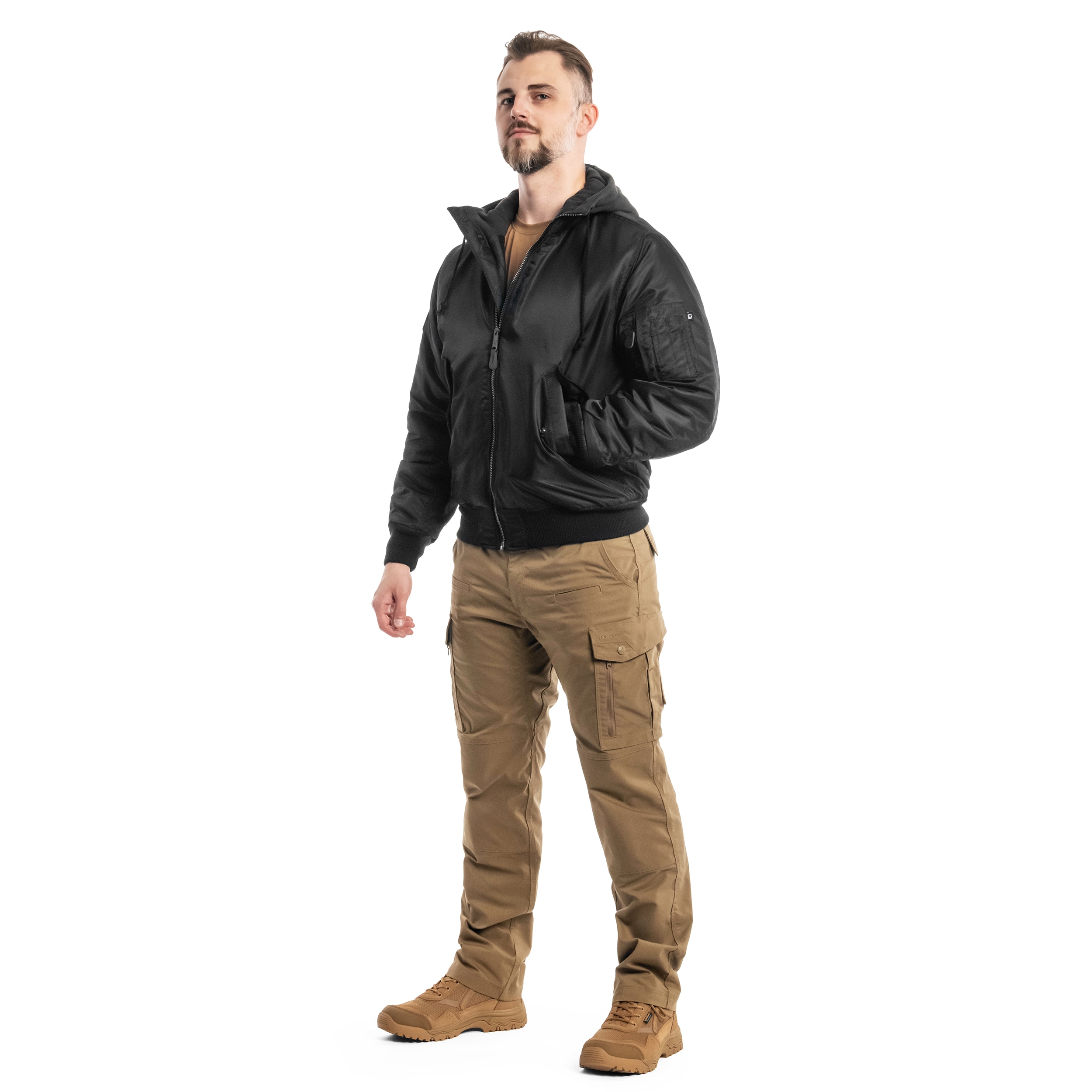 Brandit - MA1 Sweat Hooded Jacket - Bomberjacke mit Kapuze - Black