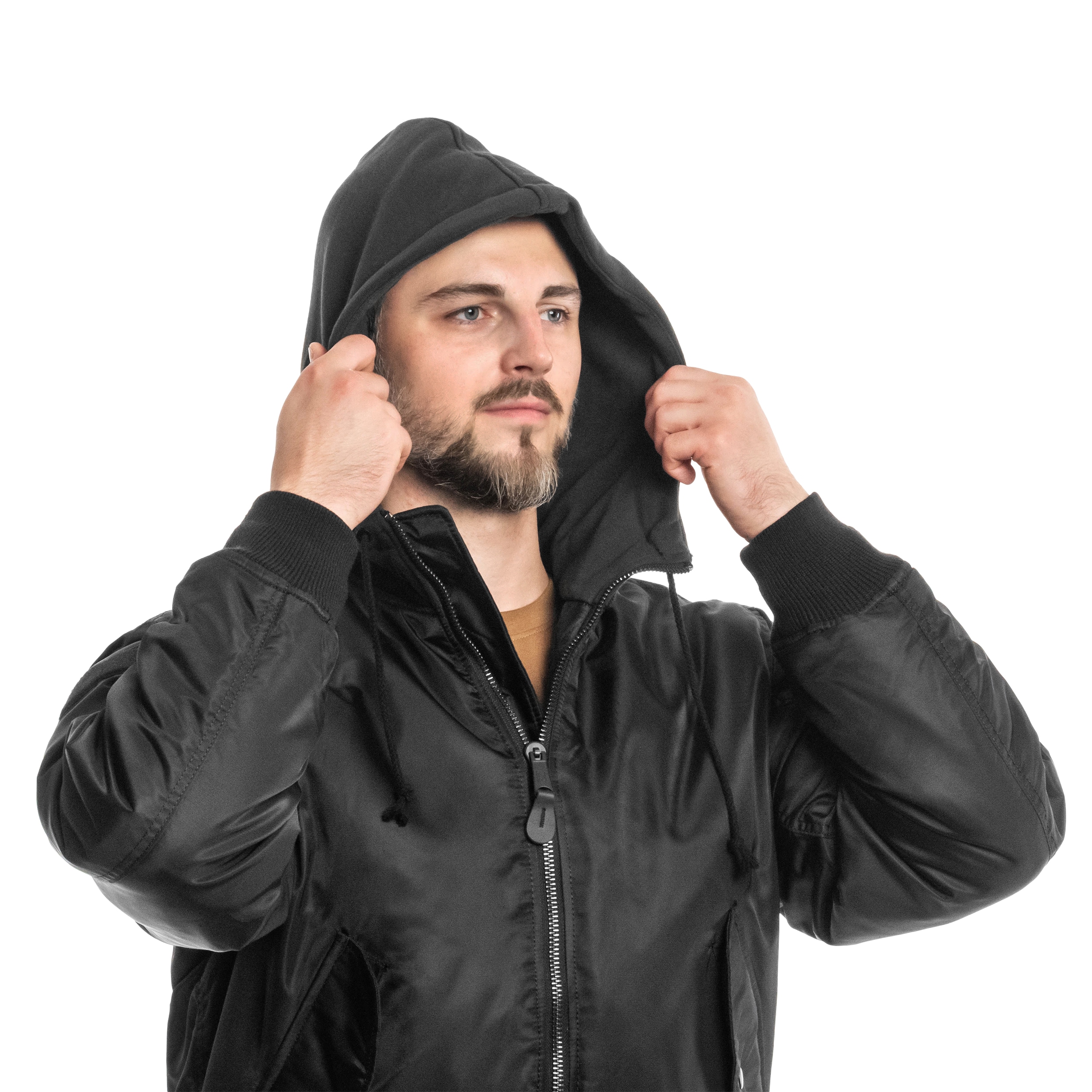 Brandit - MA1 Sweat Hooded Jacket - Bomberjacke mit Kapuze - Black